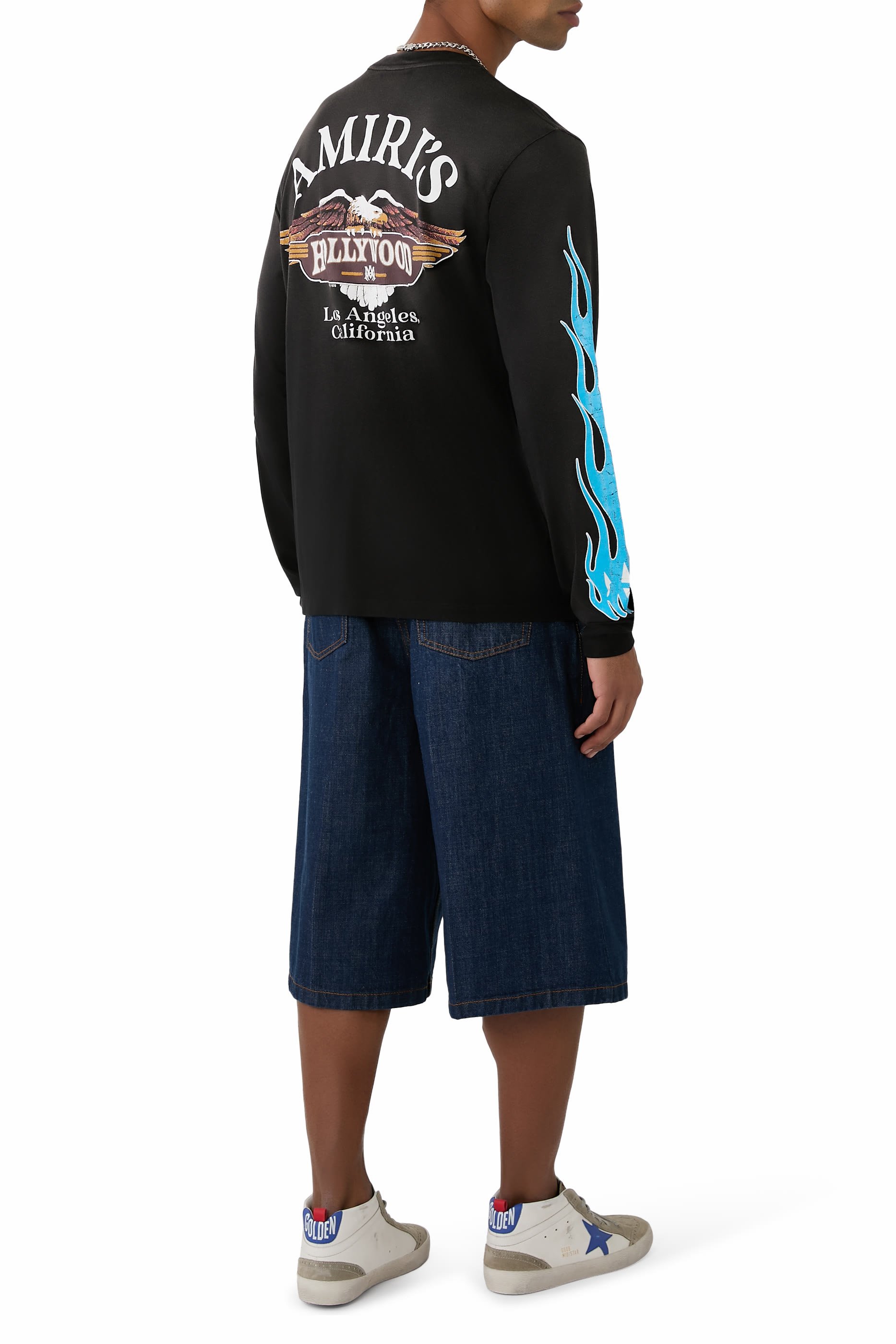 تيشيرت بطبعة لهب ونسر غرافيكية