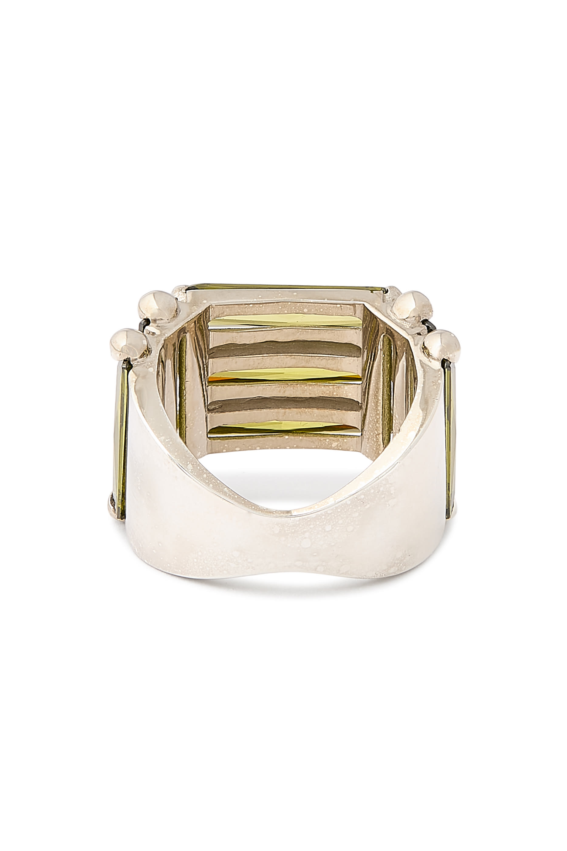 خاتم أرمور مرصع بكريستال وأحجار زركونيا مستطيلة، فضة اسرتلينية عيار 925