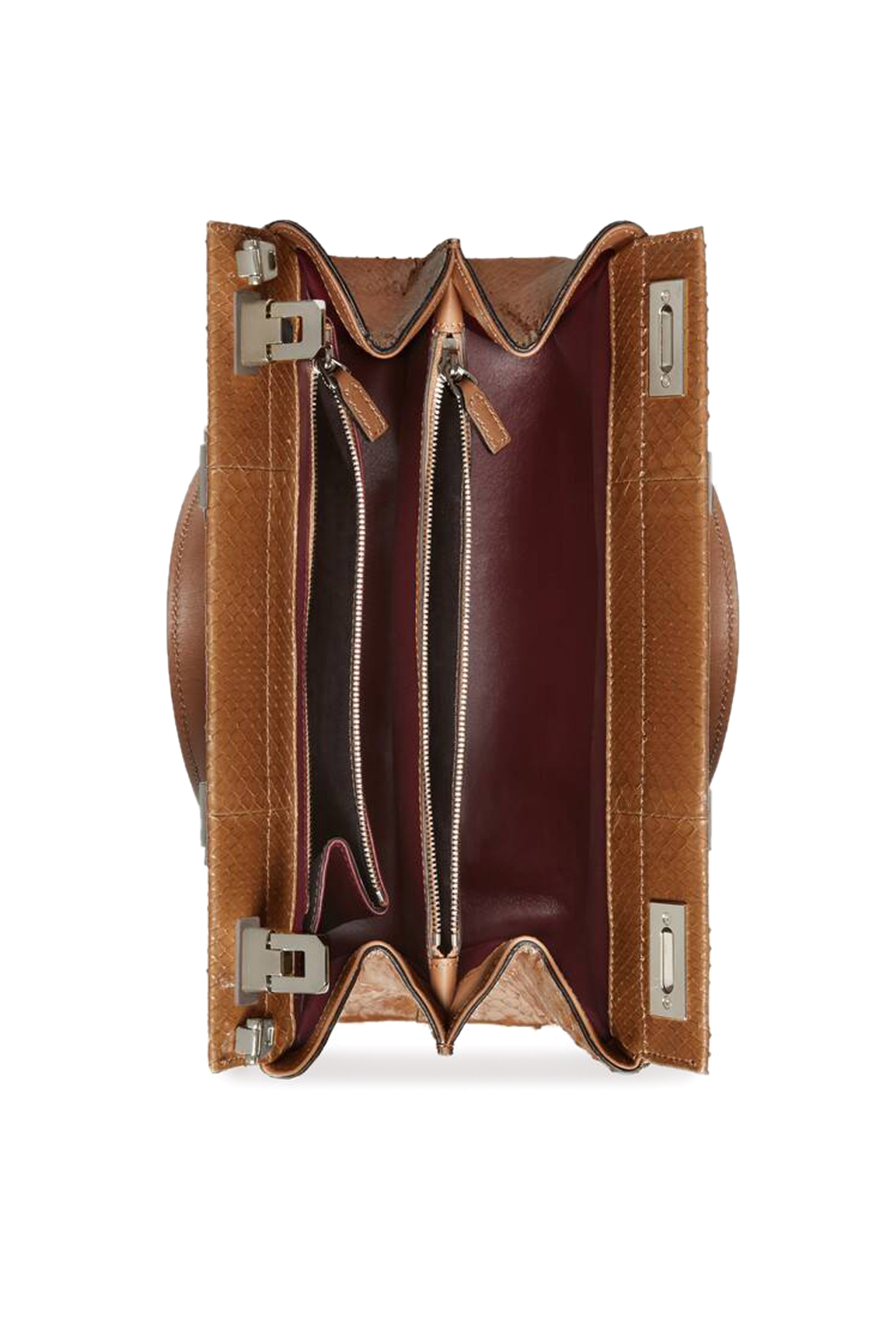 حقيبة يد زومي صغيرة جلد أفعى بيد علوية