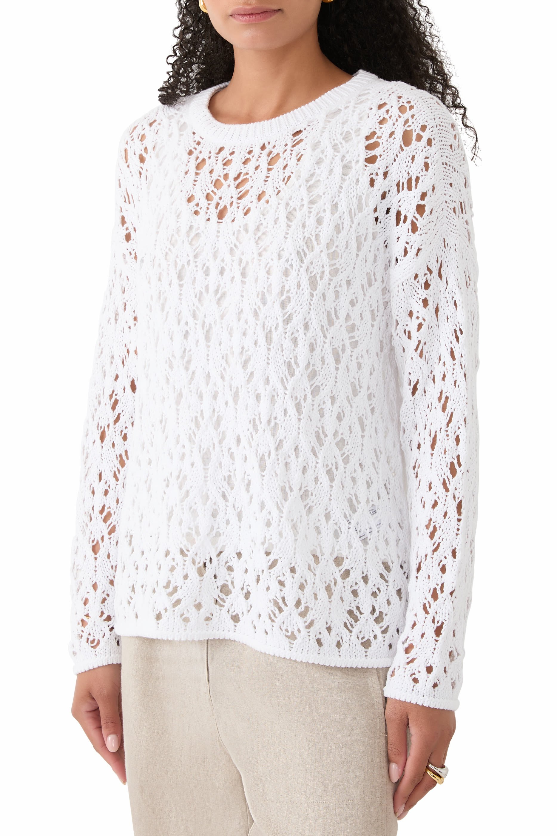 بلوزة بياقة ضيقة قطن عضوي من بيرو