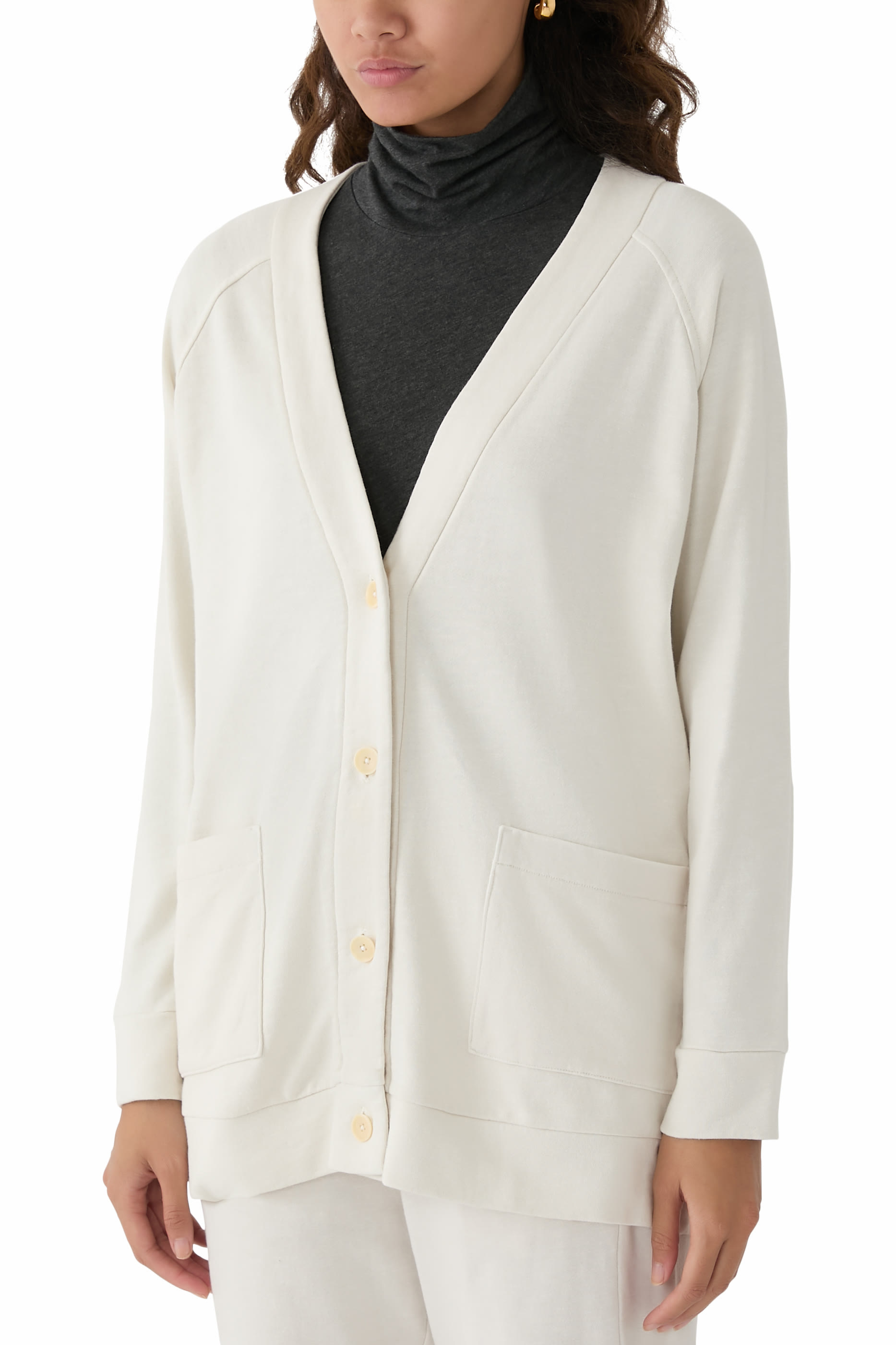 كارديغان طويل قماش تيري مصبوغ 