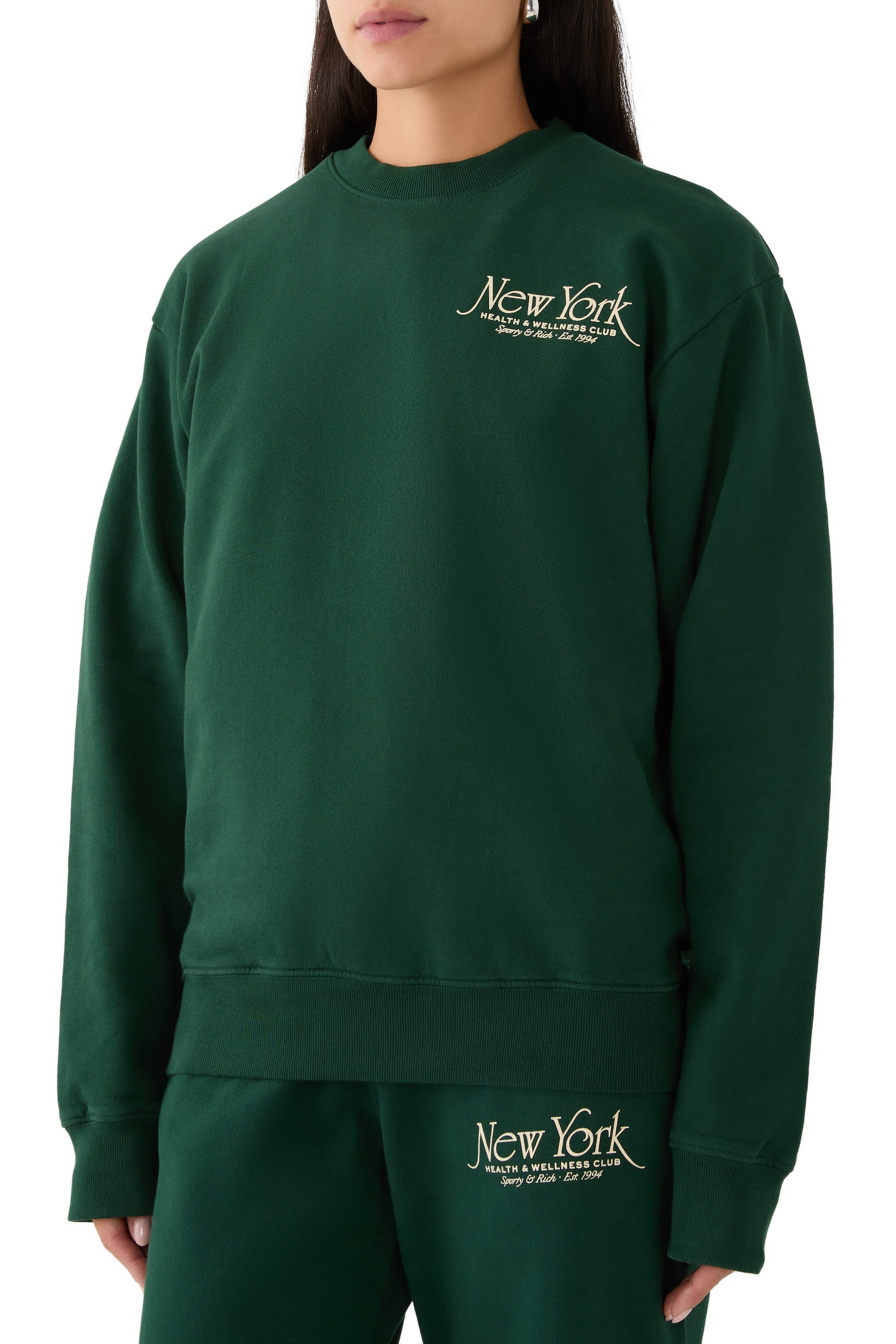 سويت شيرت بياقة ضيقة بشعار نيو يورك 94