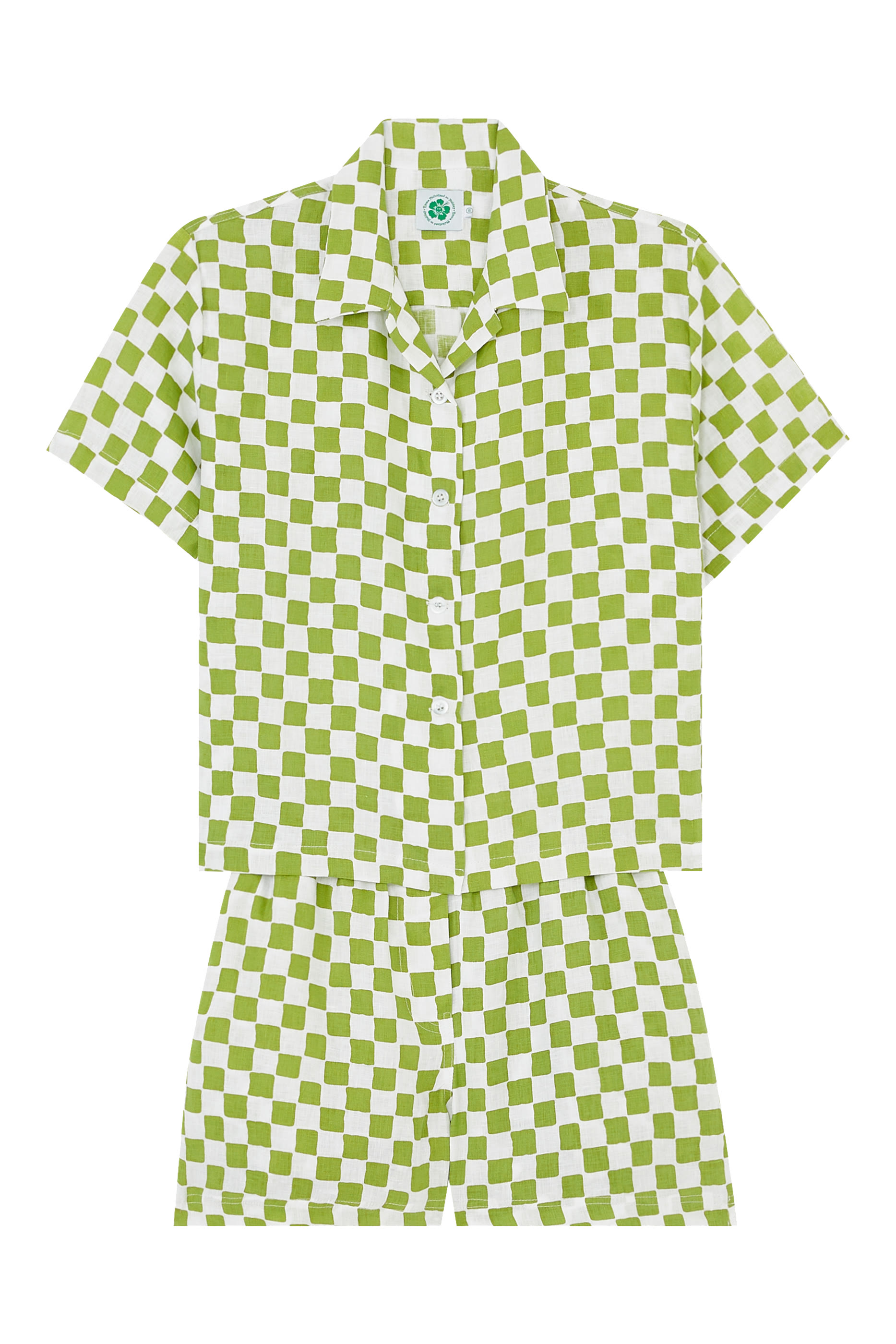 طقم شورت بنقشة مربعات