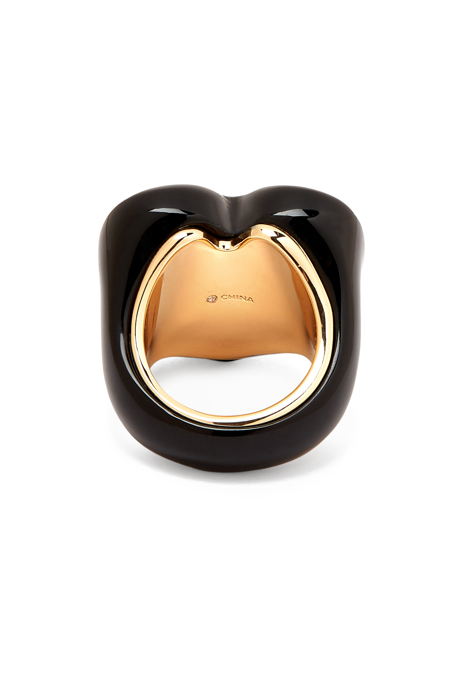 خاتم كوكتيل فينتج بحلية شعار الماركة، نحاس وراتنج