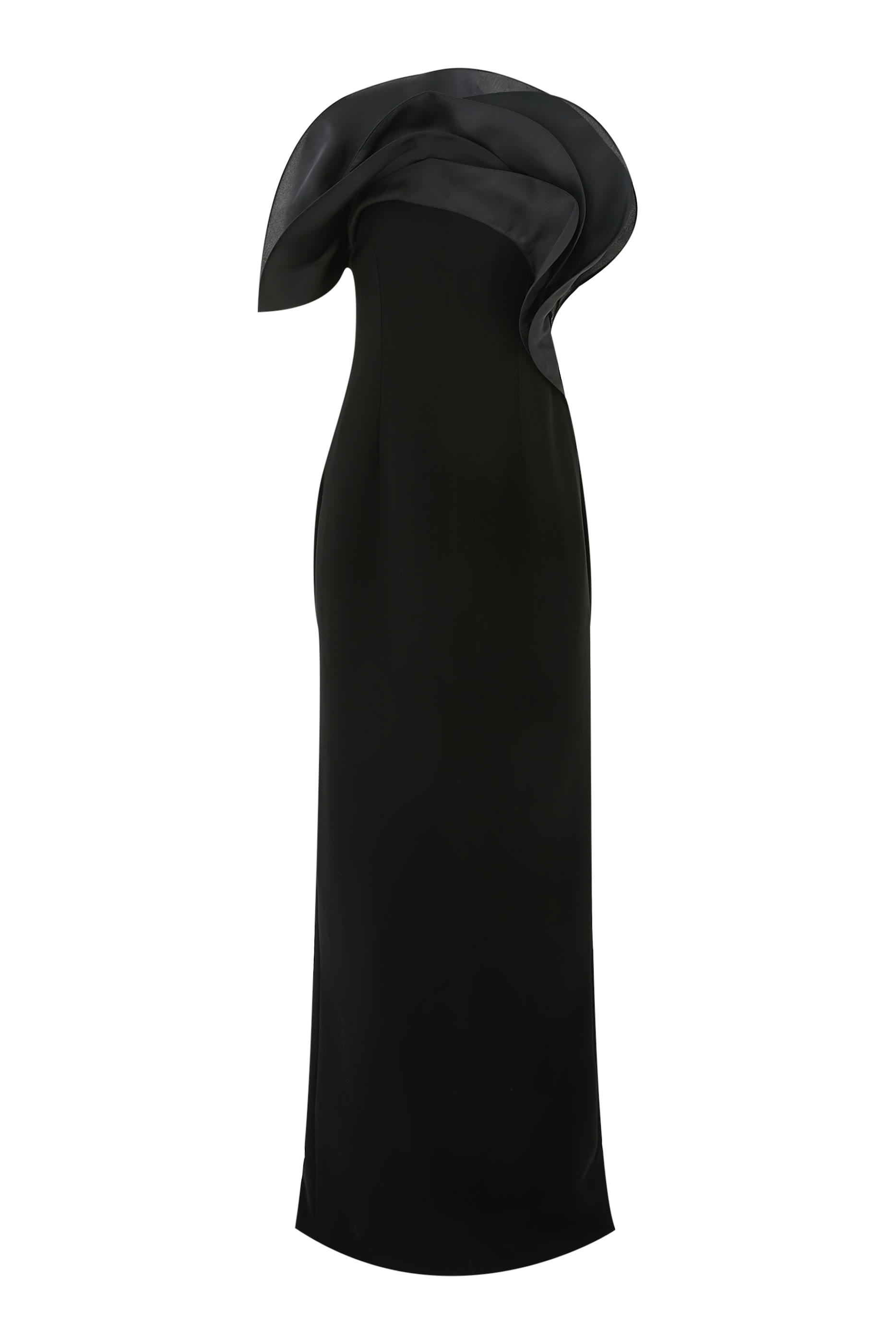 فستان سهرة كولوم مزين بشكش بتصميم مموج