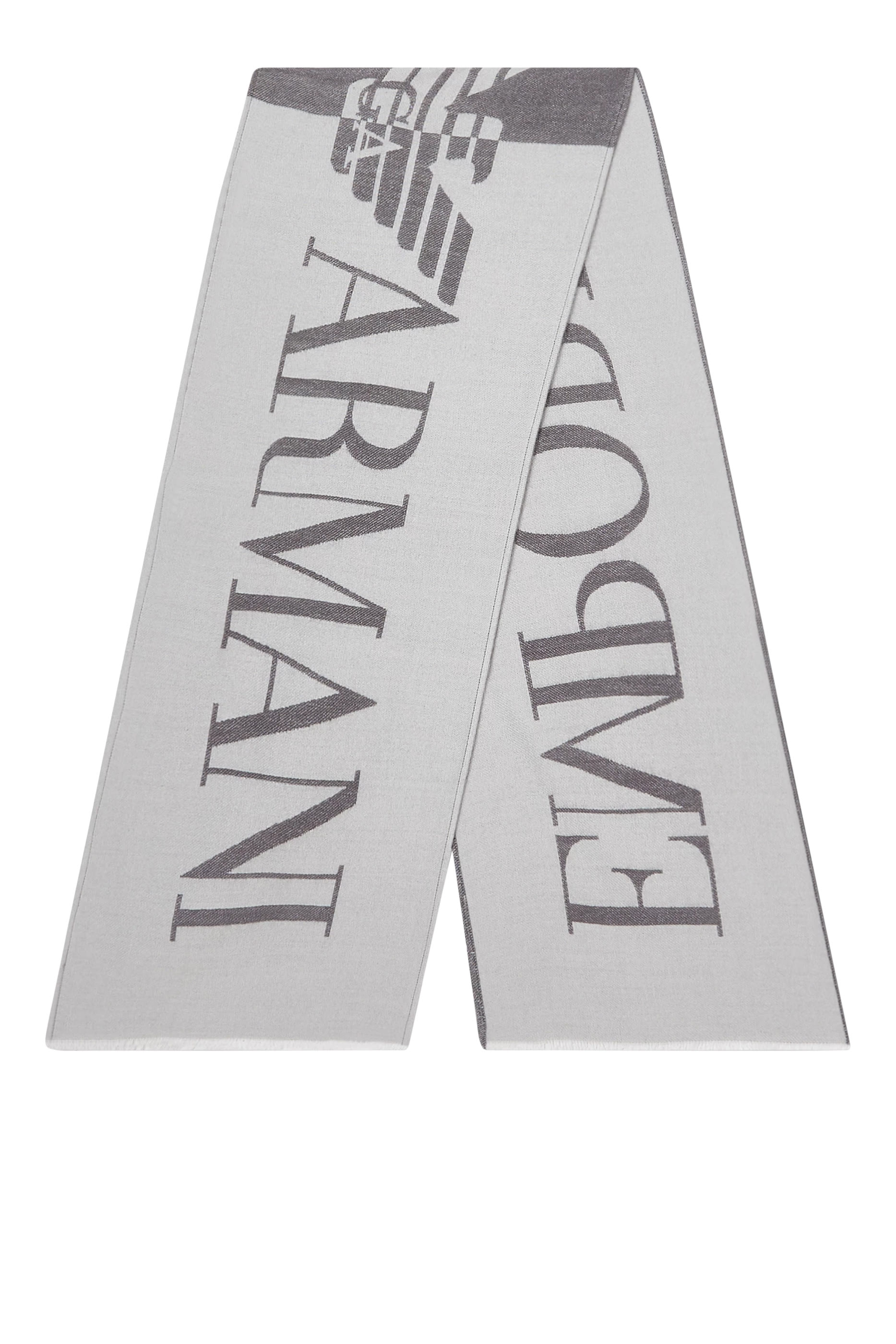 وشاح بلونين ونقشة شعار الماركة بحجم كبير مزيج صوف