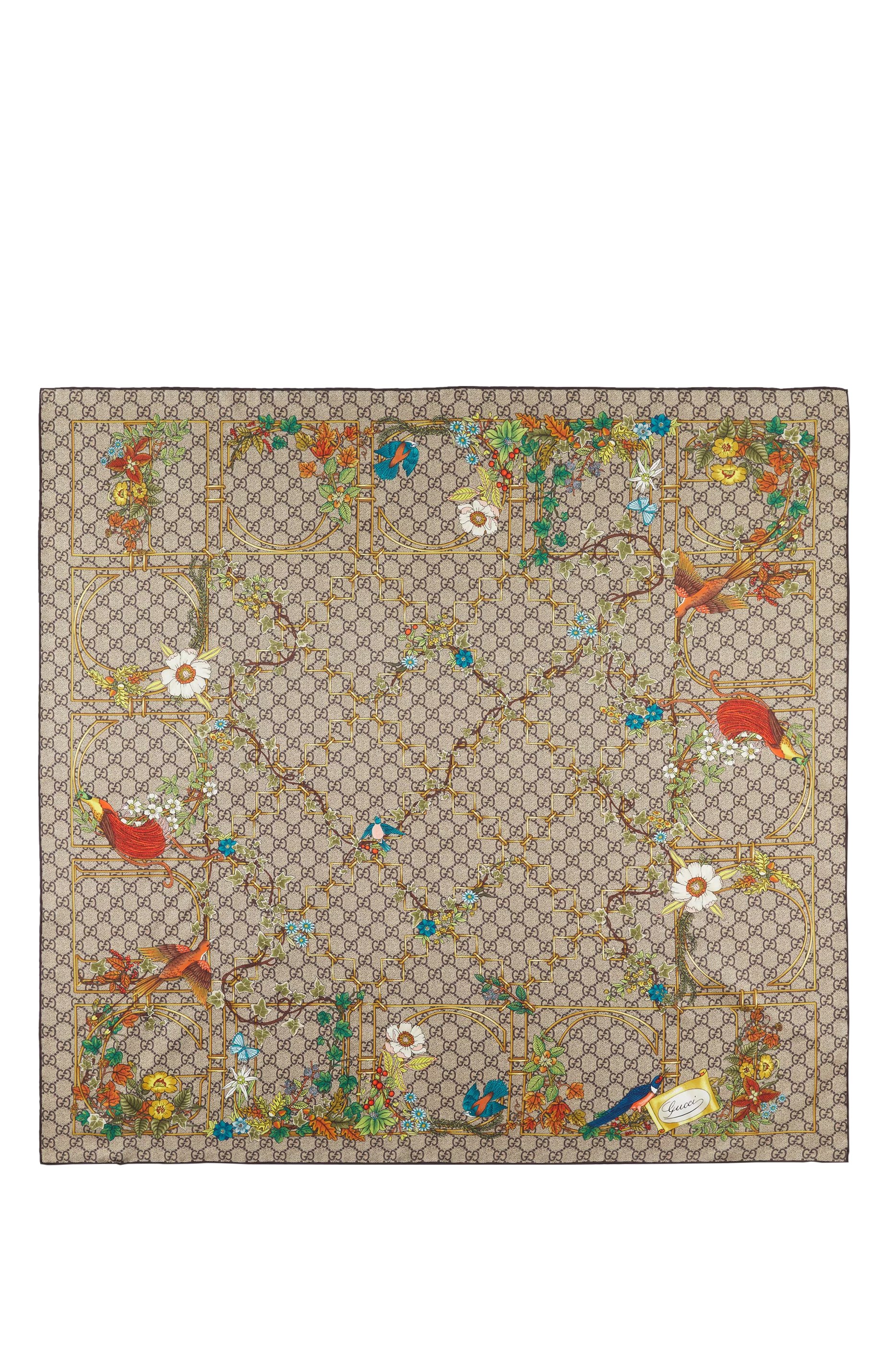 وشاح حرير بطبعات حيوانات وزهور