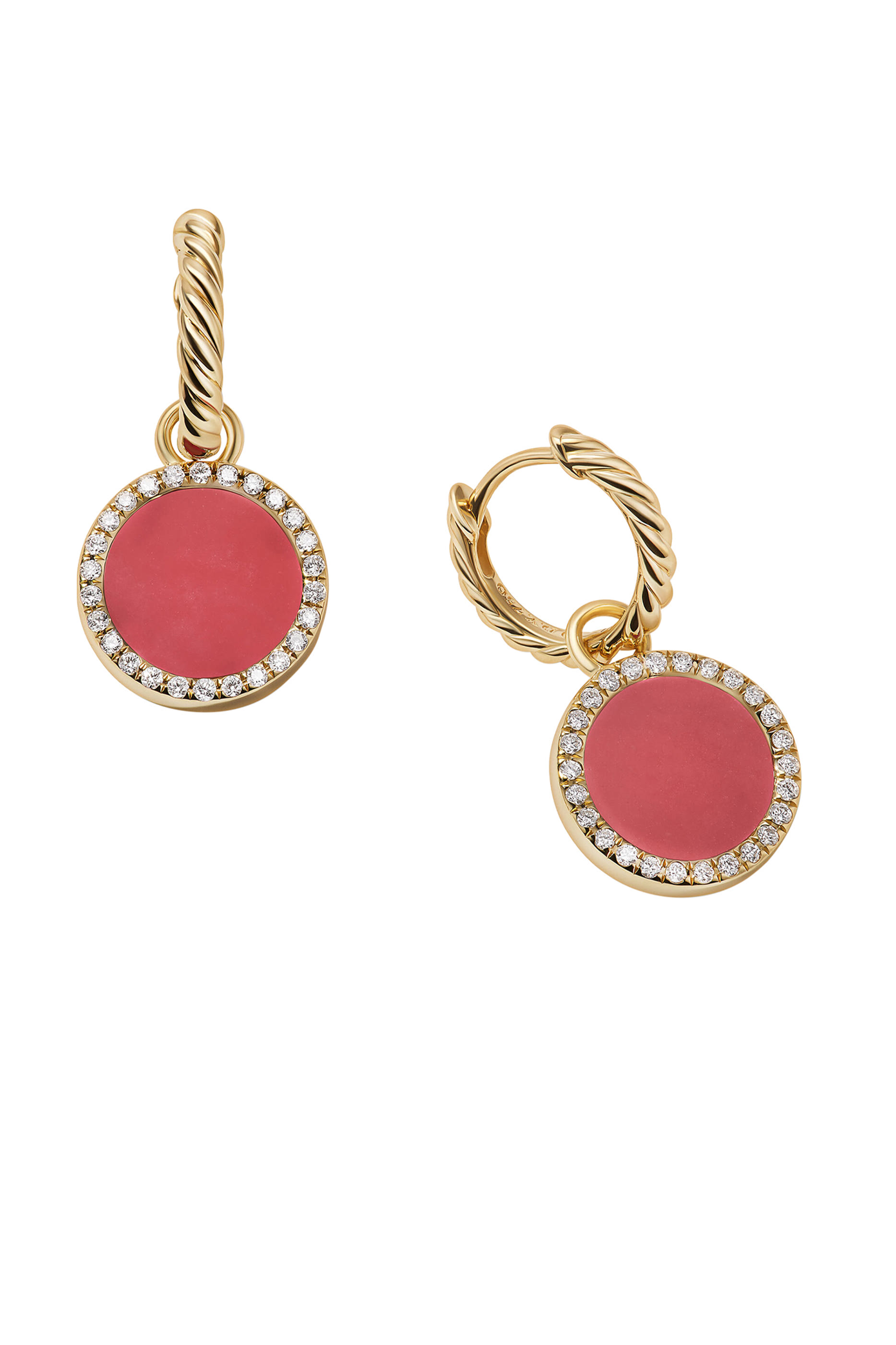 أقراط متدلية صغيرة دي واي إلمنتس مرصعة بالماس ذهب أصفر عيار 18