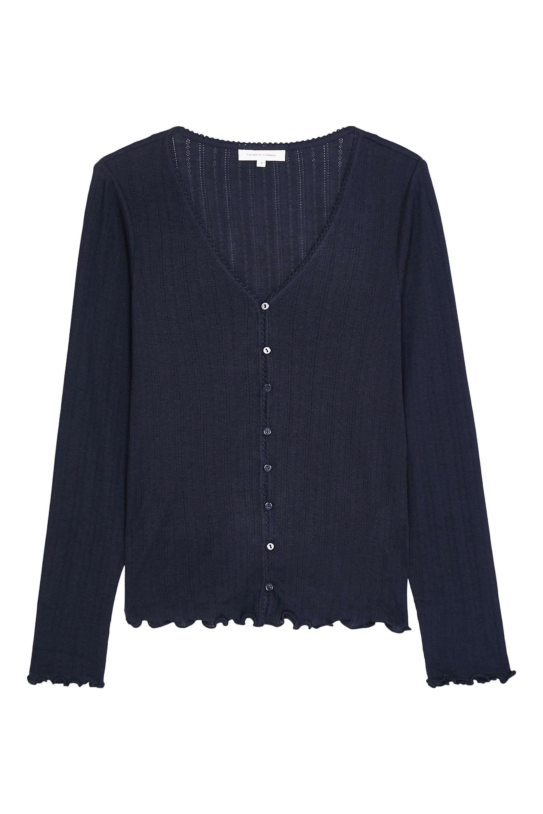 Pointelle Button Through Henley PJ Top 