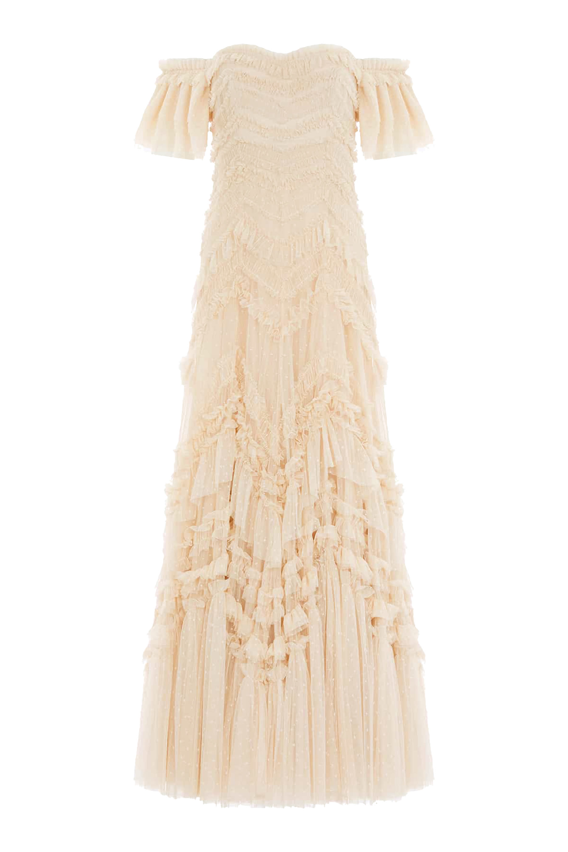 فستان سهرة إيليا بأكتاف متساقطة