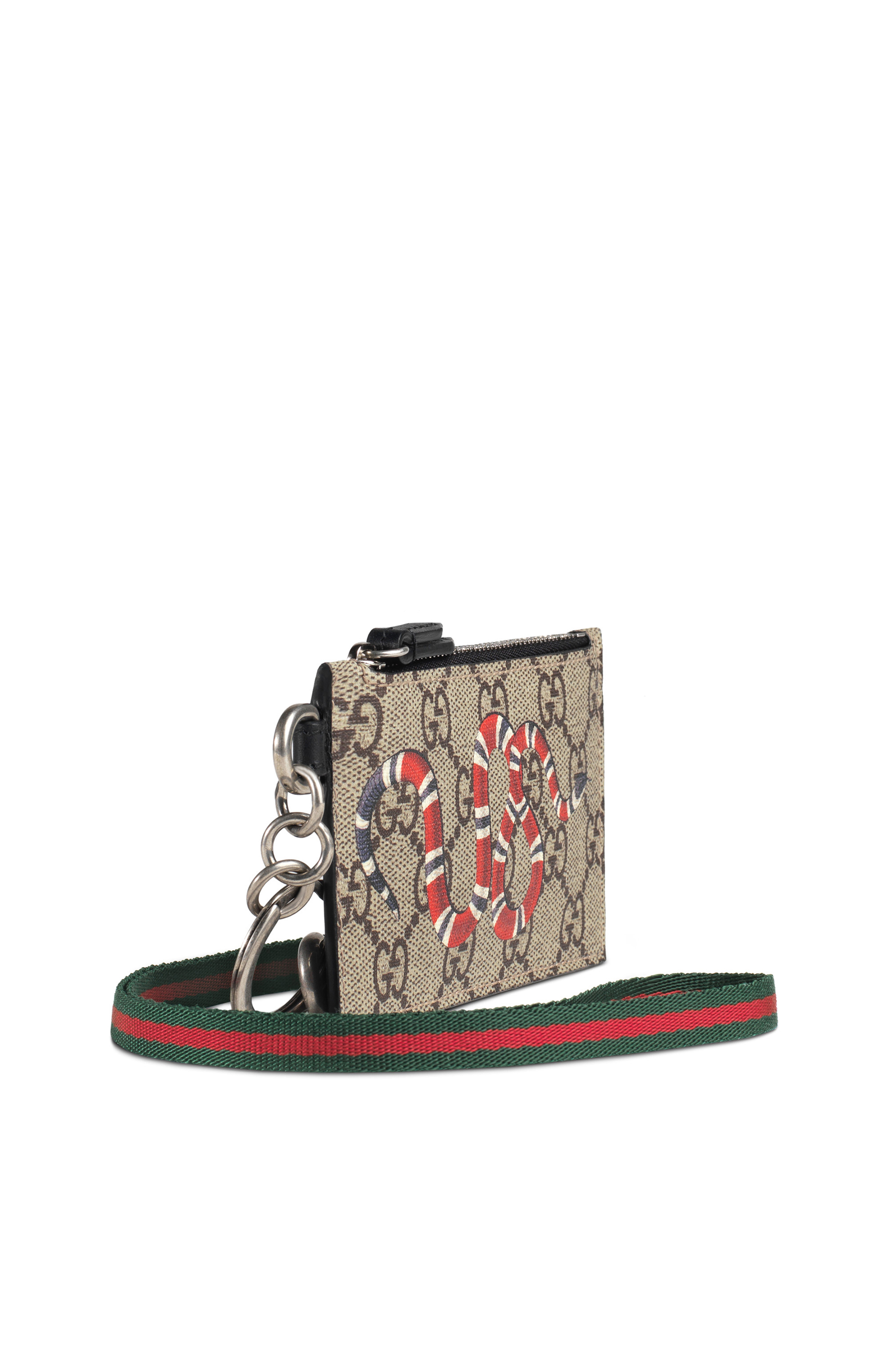 حافظة بطاقات سوبريم بحمالة مزينة بحرفي GG وطبعة أفعى