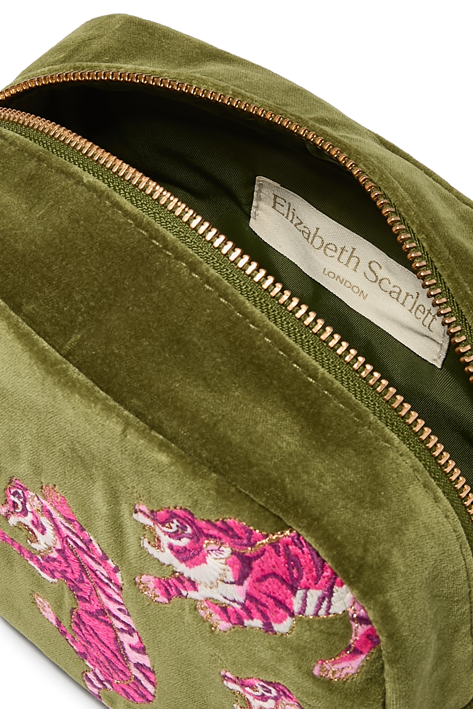 Wild Tiger Fern Velvet Makeup Bag