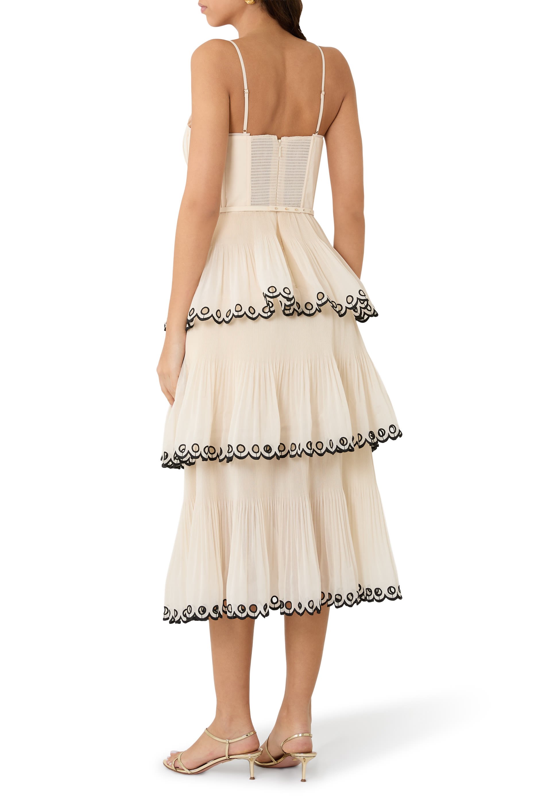 Embroidered Tiered Midi Dress