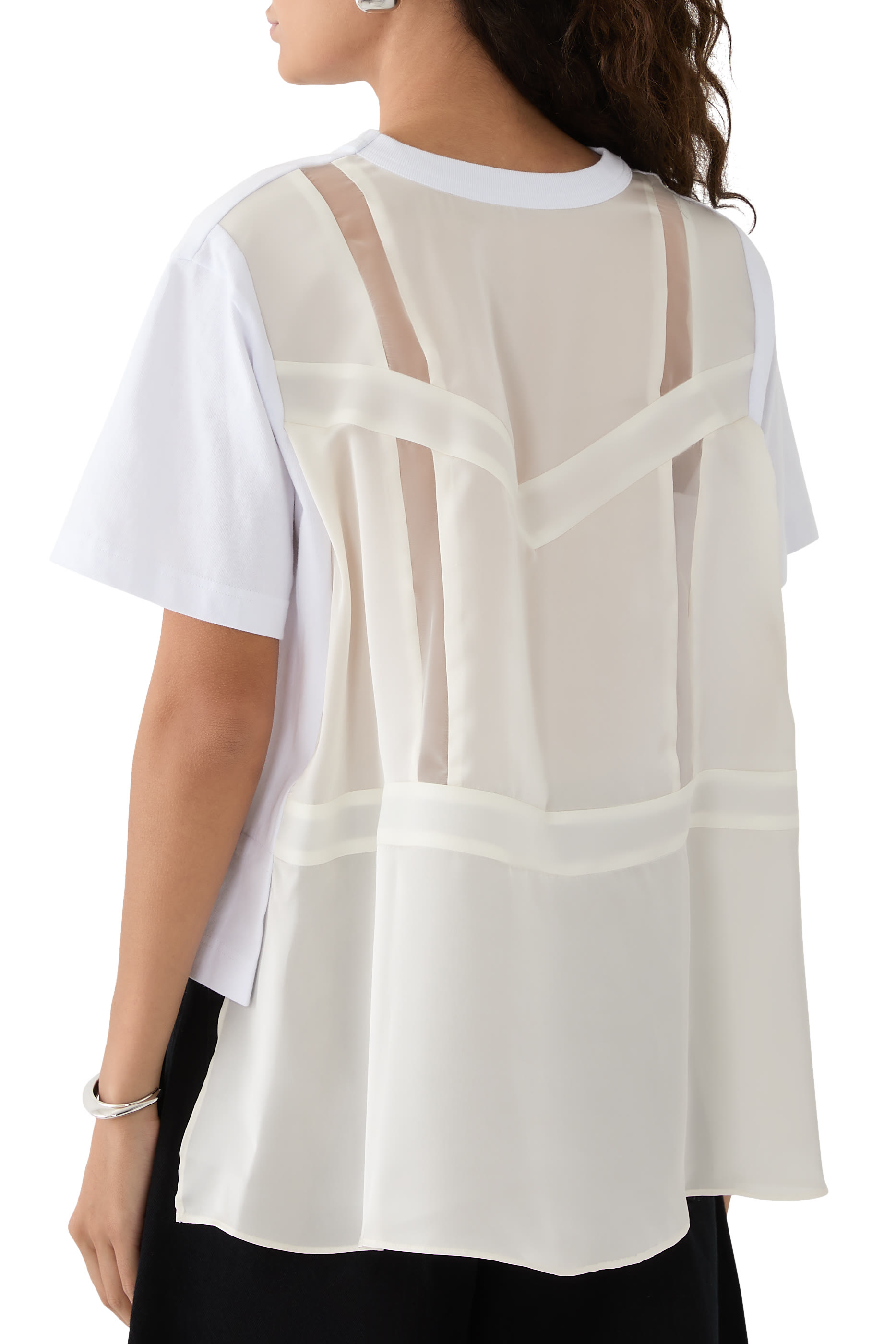 تيشيرت مزيج قطن جيرسيه ونايلون تويل