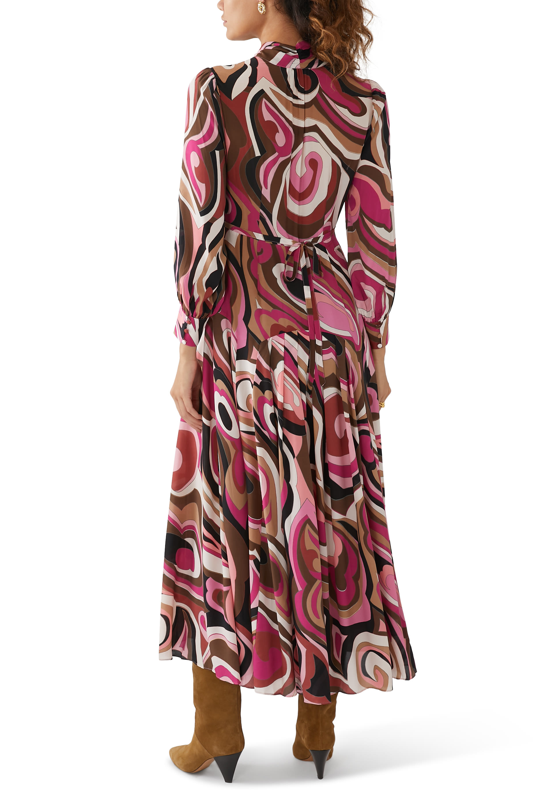 فستان ماريجولد متوسط الطول حرير