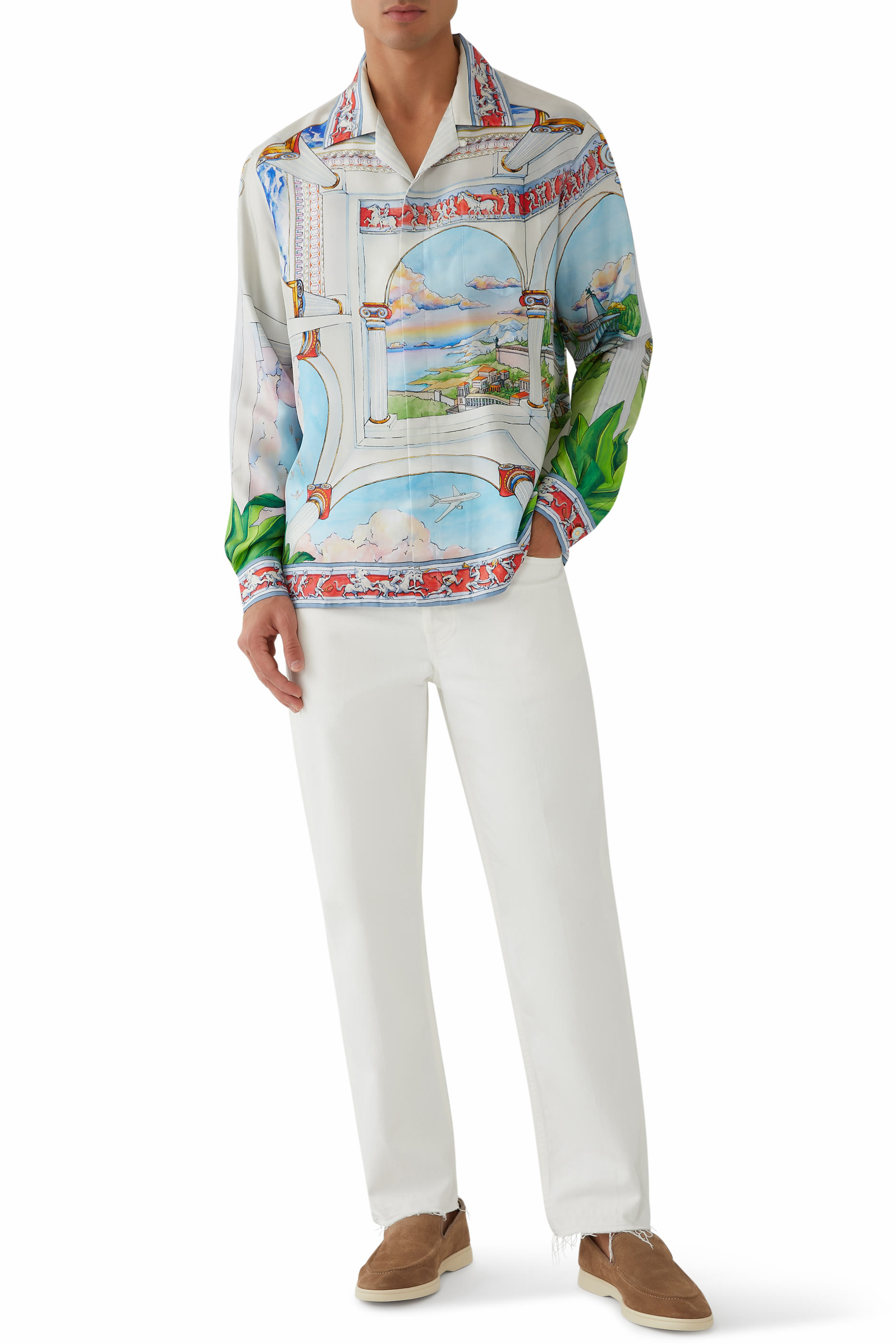 قميص بأكمام طويلة وياقة بنمط كوبي