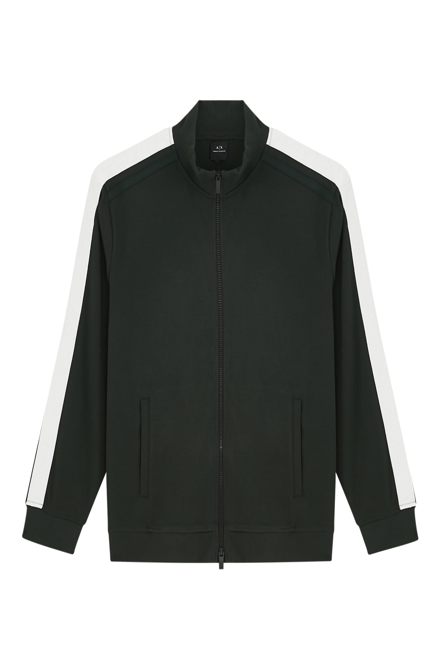 سويت شيرت بسحاب كامل وأشرطة وشعار الماركة