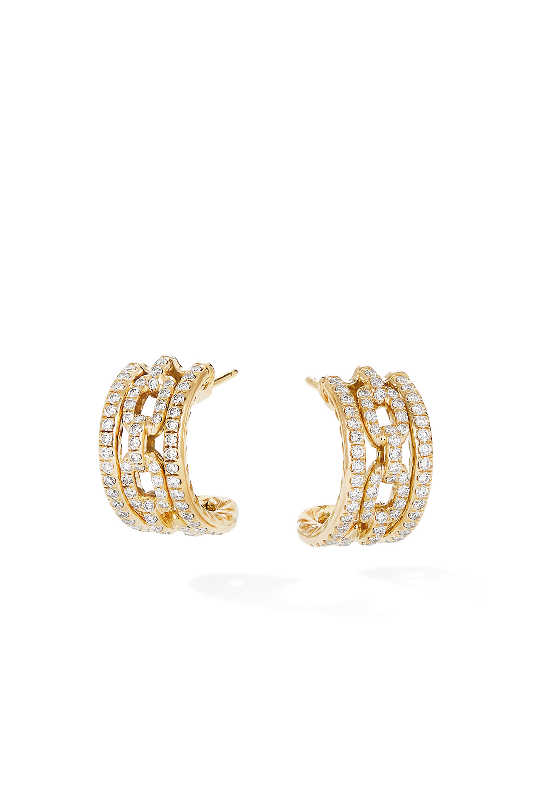 أقراط هاجي ستاكس دائرية بحلقات متصلة مرصعة بأحجار بافيه