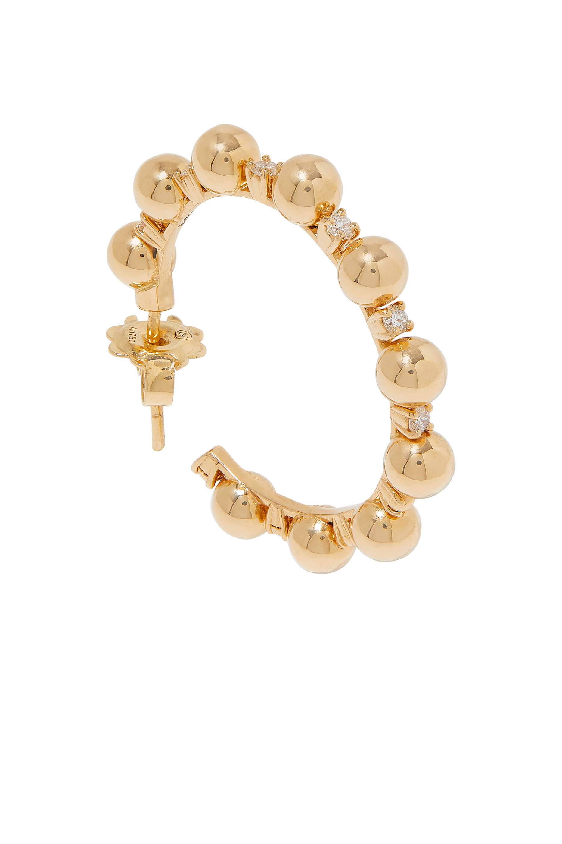 أقراط جيفو كبيرة دائرية مرصعة بالماس ذهب أصفر عيار 18