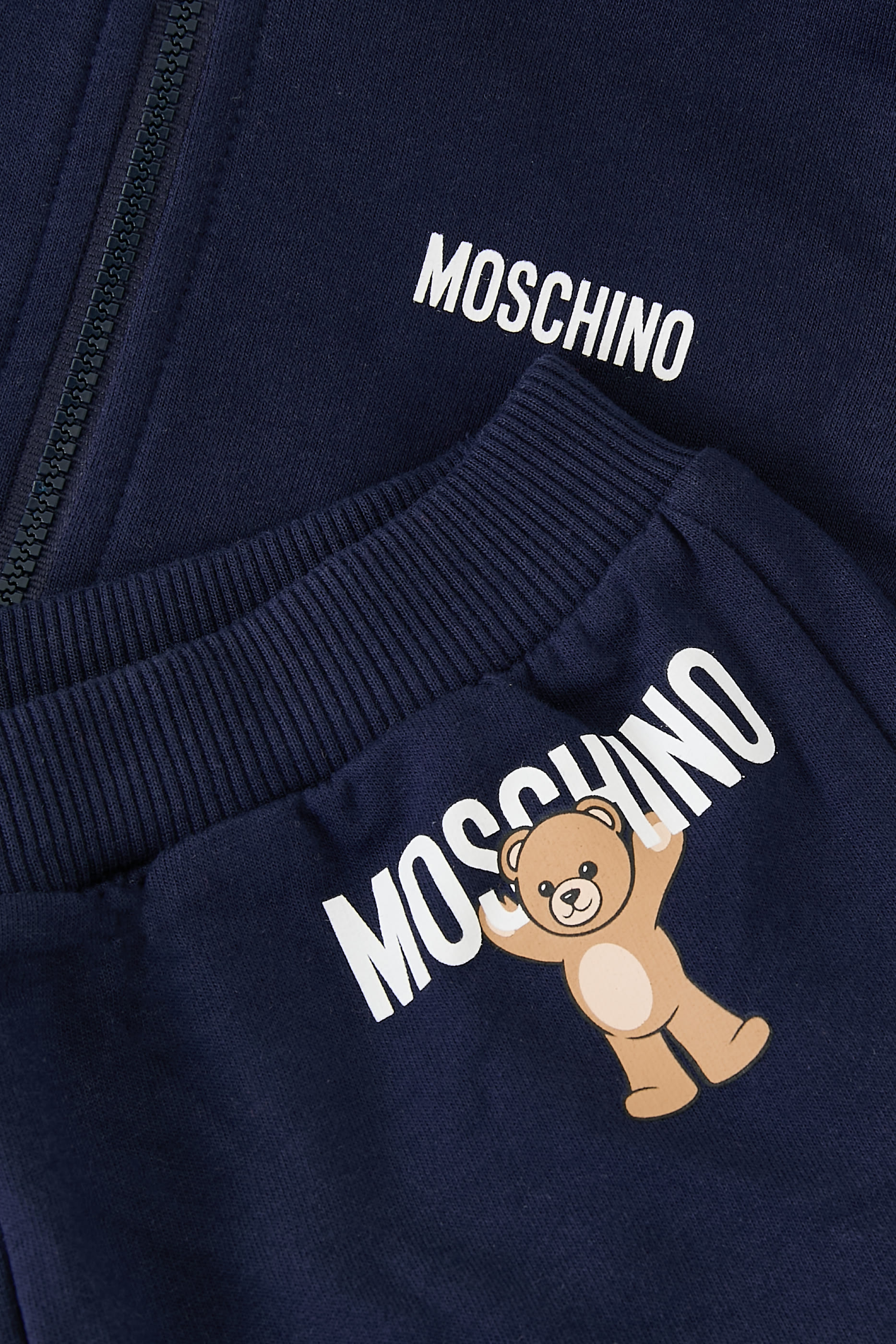 طقم بدلة رياضية بغطاء رأس والدب تيدي وشعار الماركة للأطفال