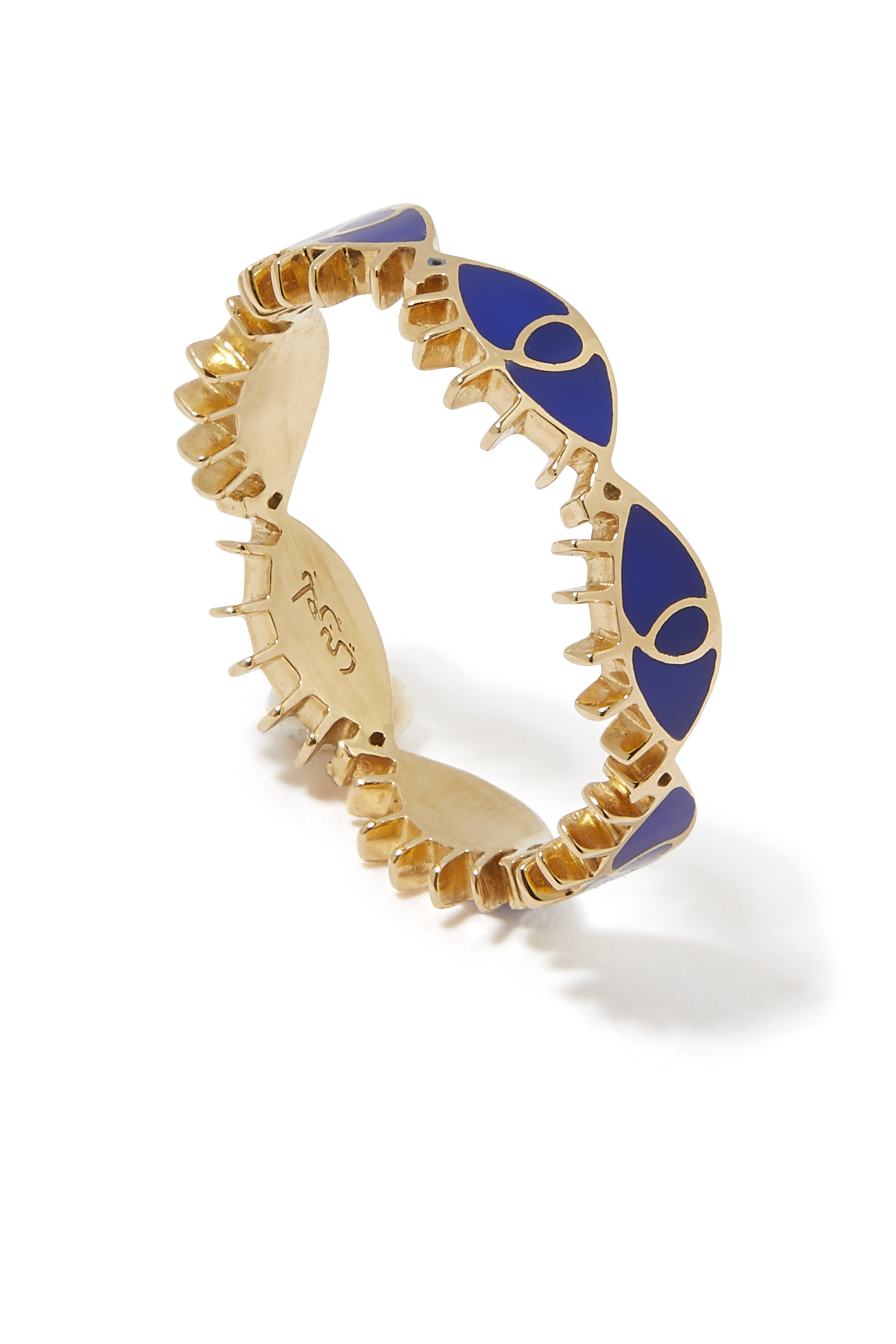 خاتم بحلي عين حسود ذهب أصفر عيار 18