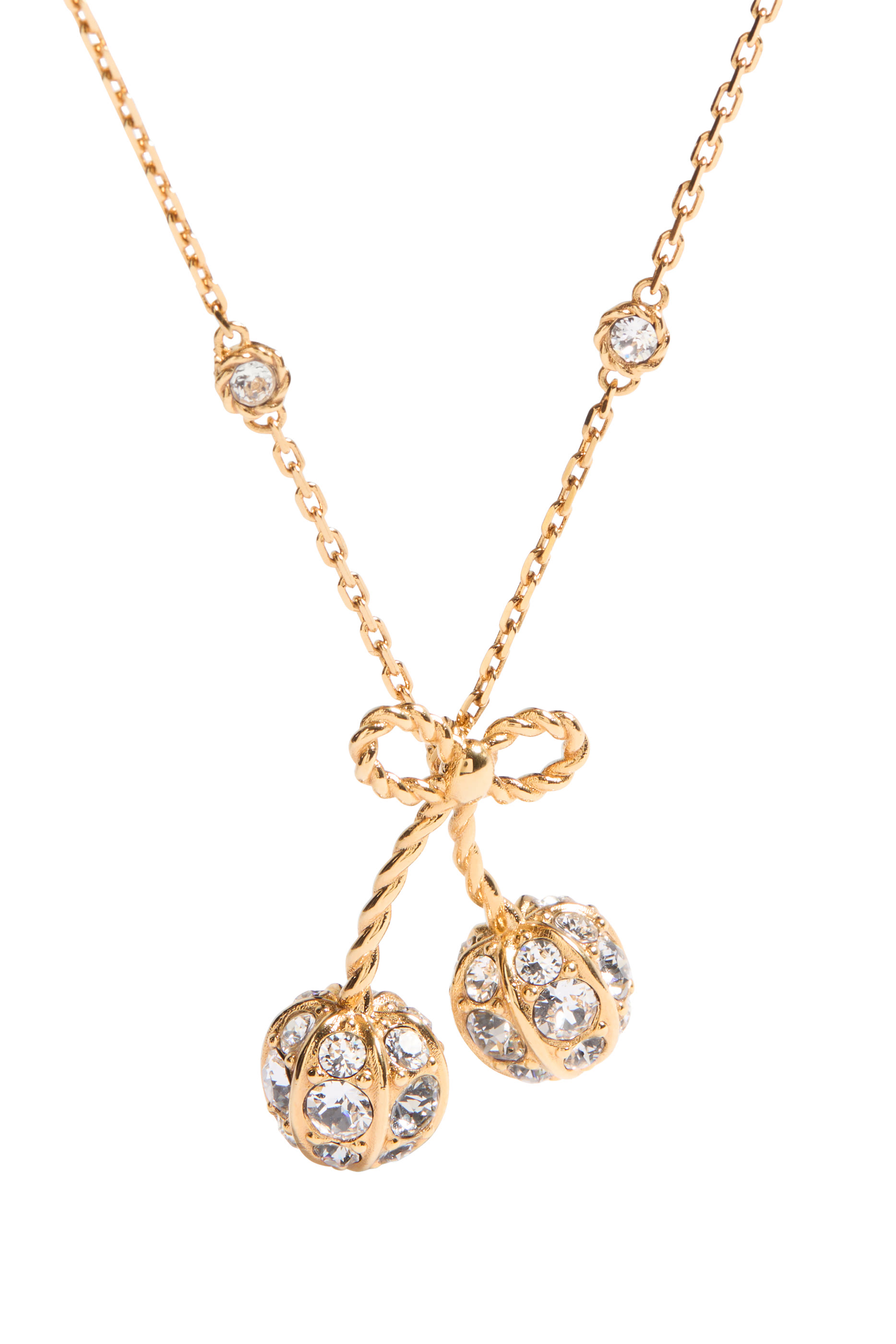 قلادة بحلية بتصميم كرز مرصعة بكريستال سواروفسكي، معدن