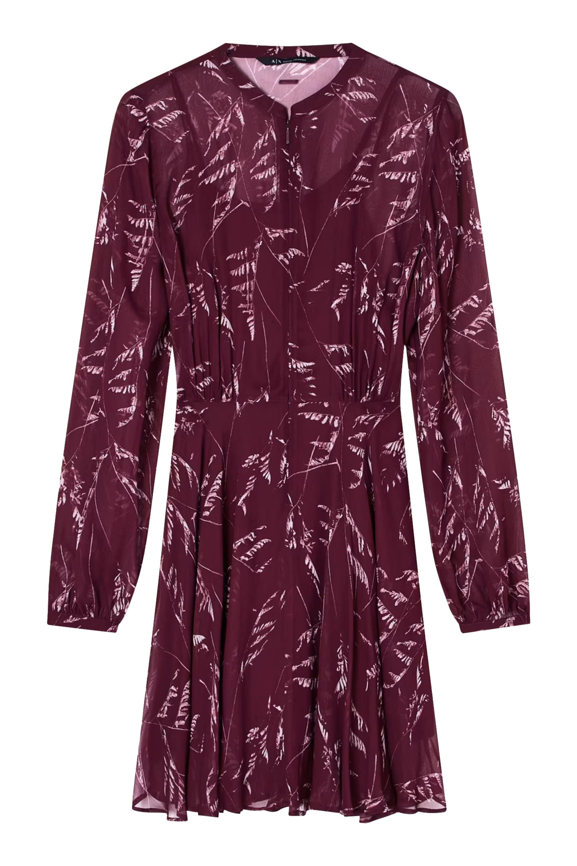 Foliage Print Chiffon Midi Dress