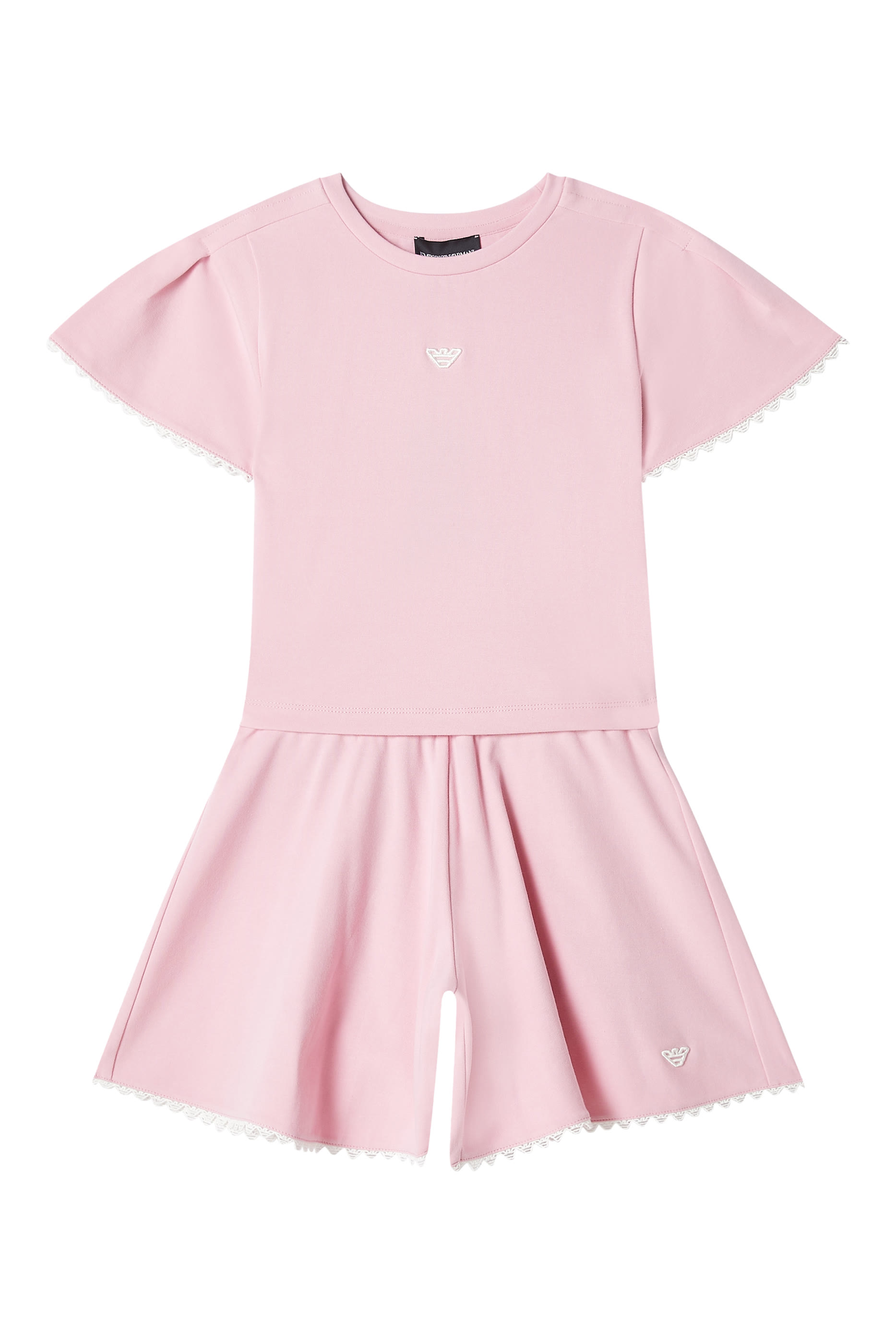 طقم تيشيرت وشورت بحواف صدفية للأطفال