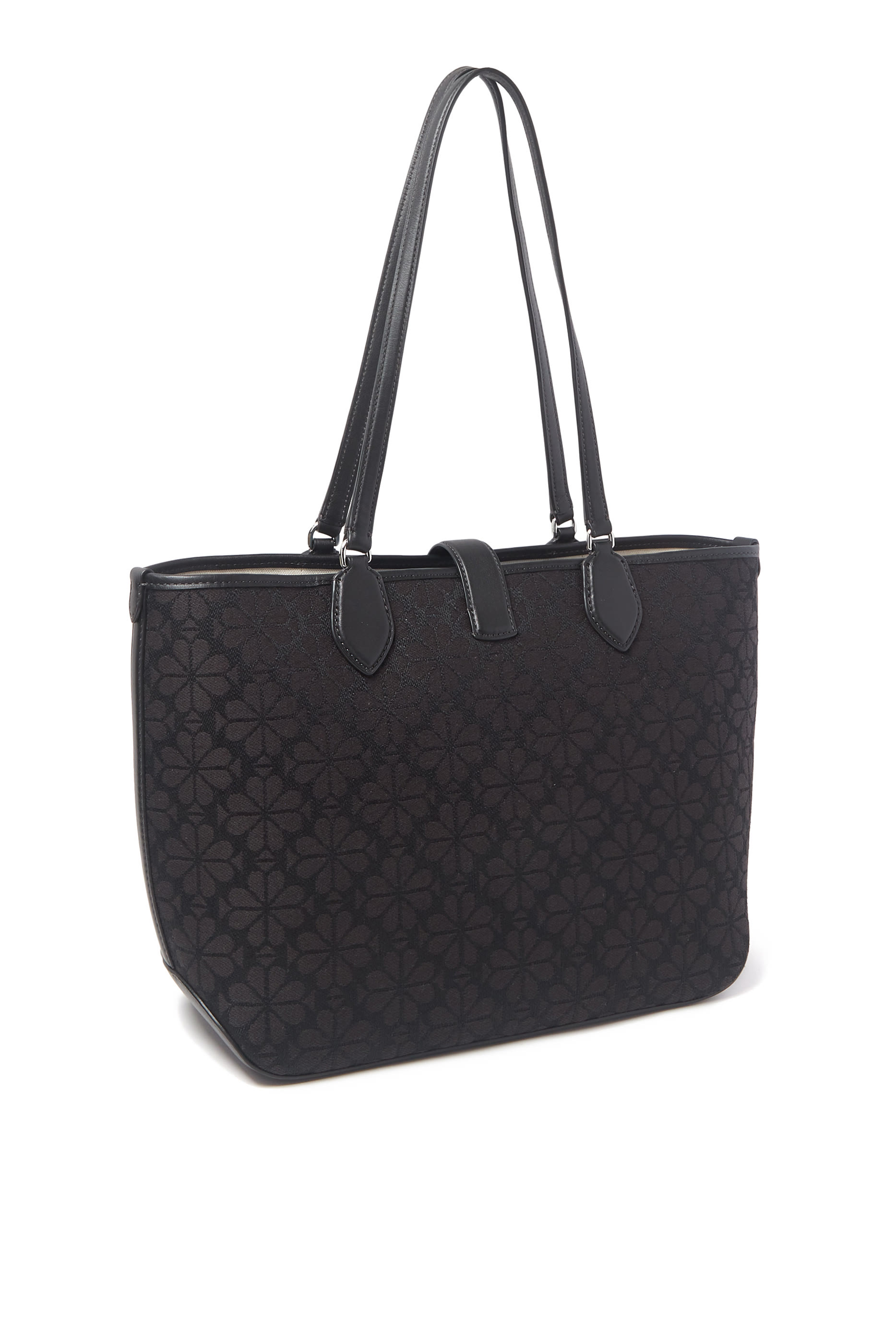 حقيبة يد متوسطة بنقشة زهور بالشكل البستوني جاكار