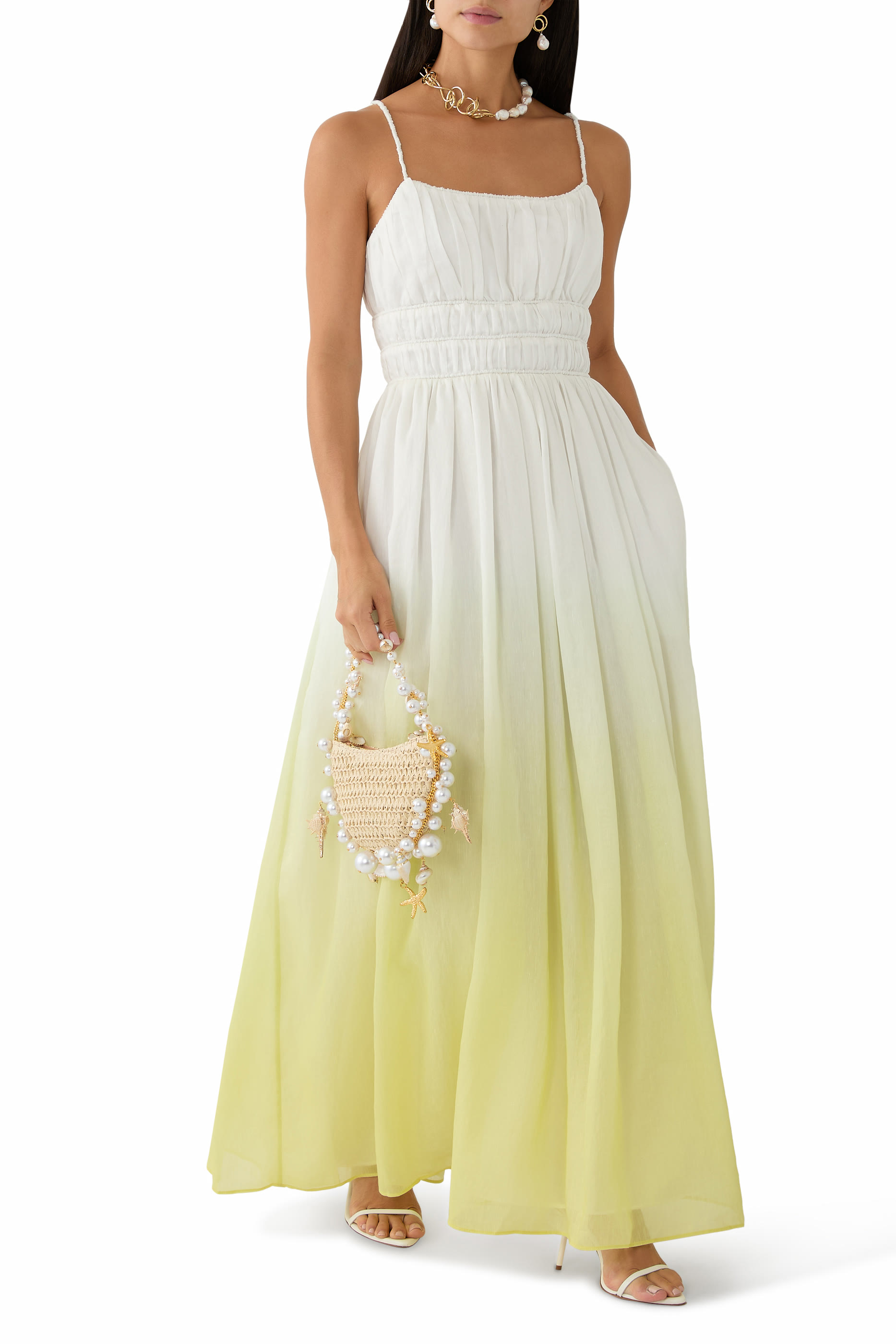 فستان أكابيلا متوسط الطول بكشكش