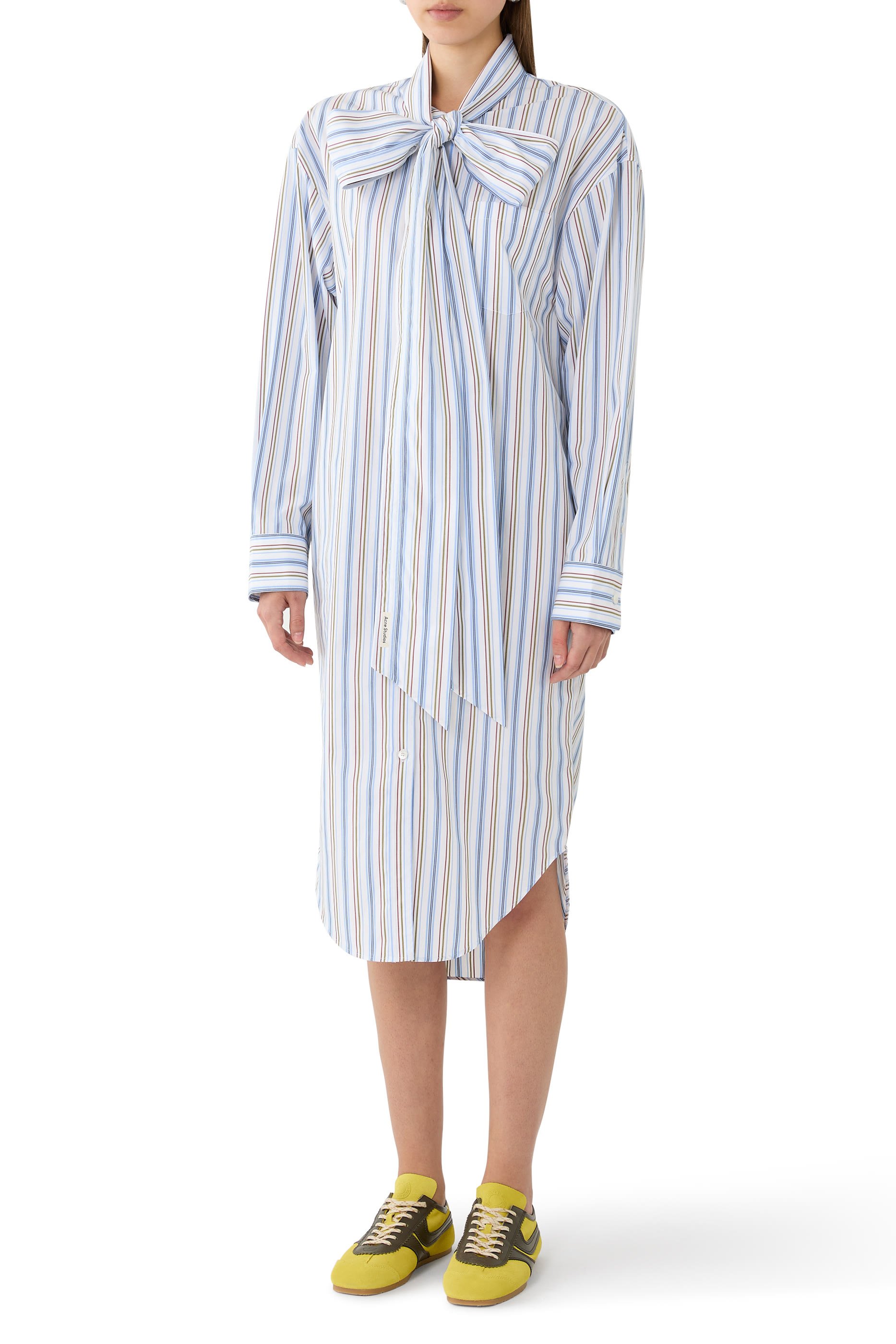 فستان مخطط بتصميم قميص