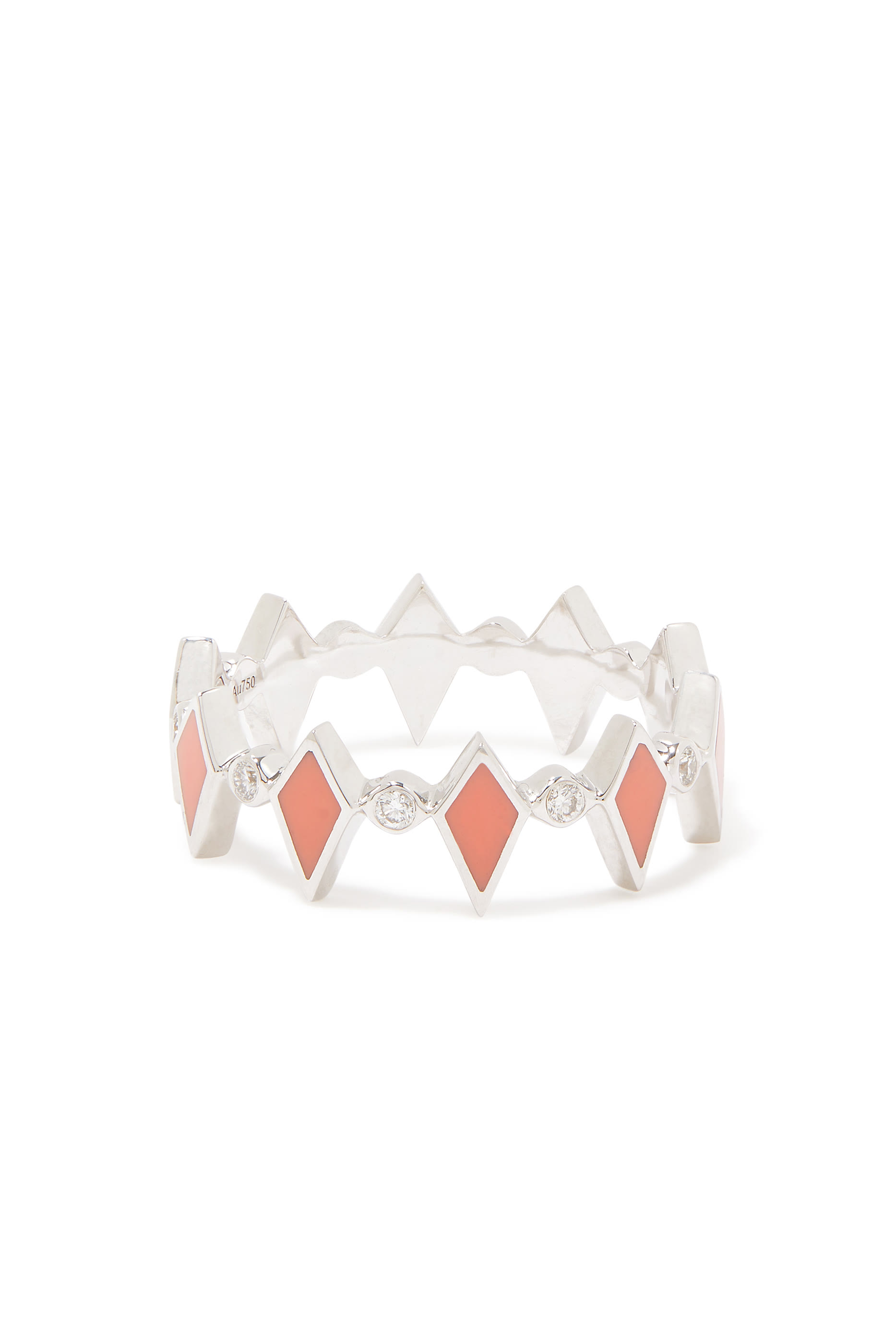 خاتم موزاييك ذهب أبيض عيار 18