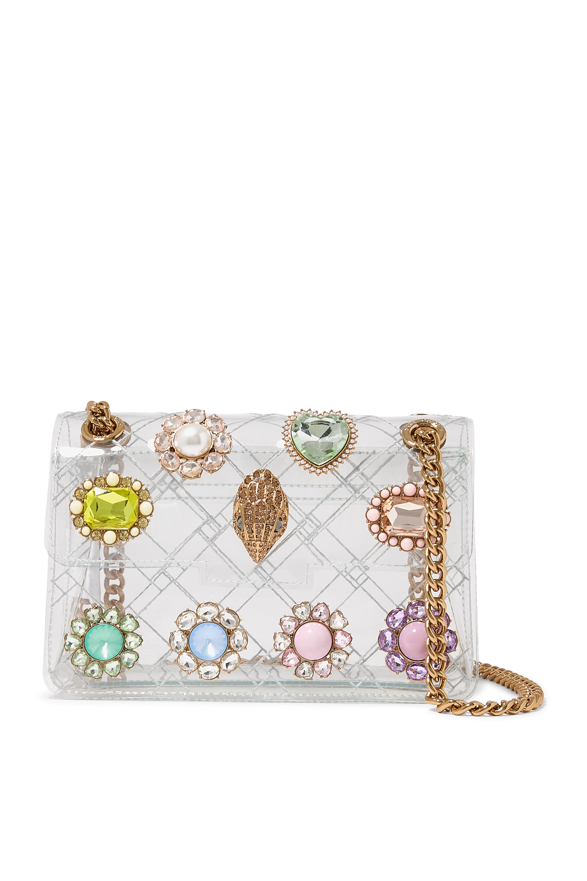 حقيبة كنسنغتون صغيرة مزينة بأحجار فينيل