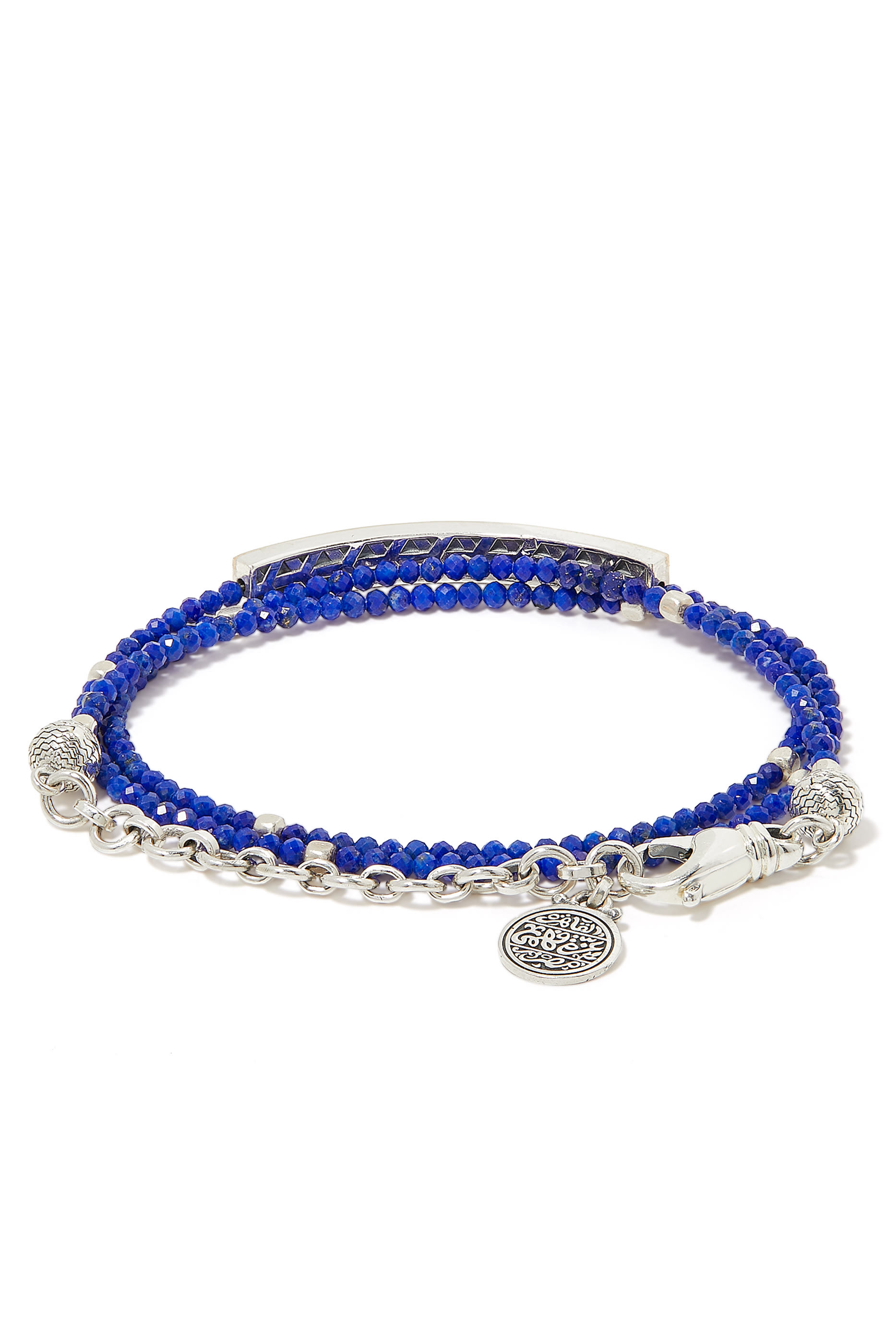 Lapis Wrap-Around Braclet, 18k Gold & Sterling Silver
