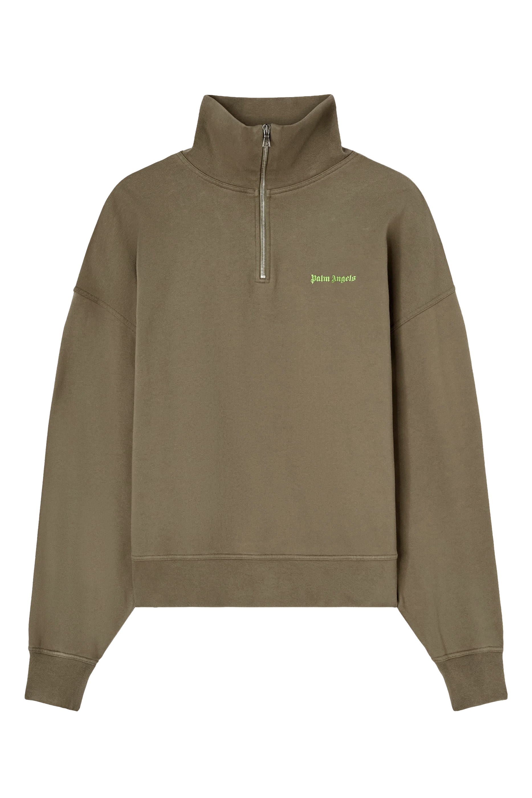 سويت شيرت بياقة ضيقة وسحاب ووشعار الماركة الكلاسيكي