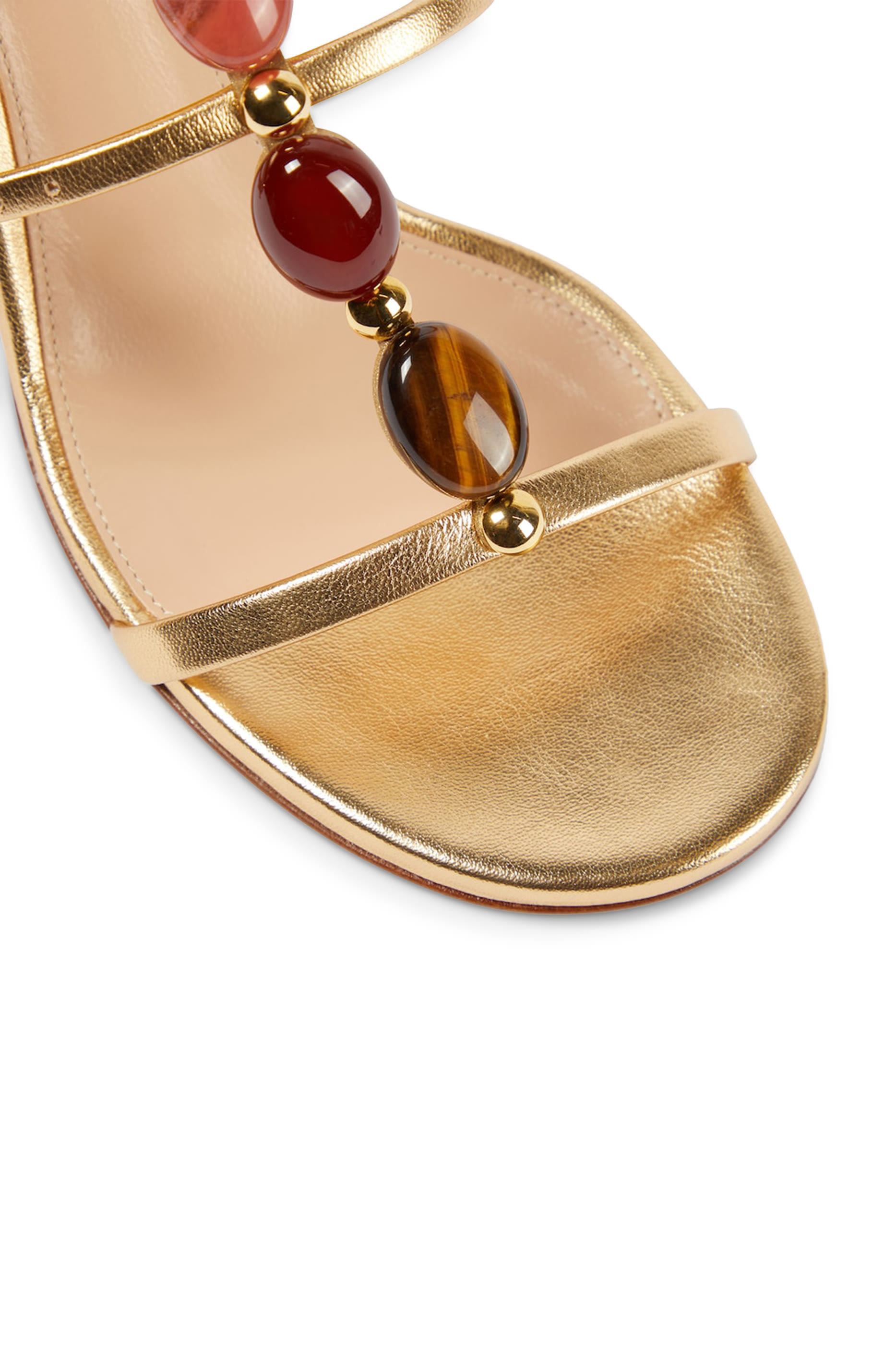 صندل شانتي 85 مرصع بالكريستال بكعب عريض جلد لامع