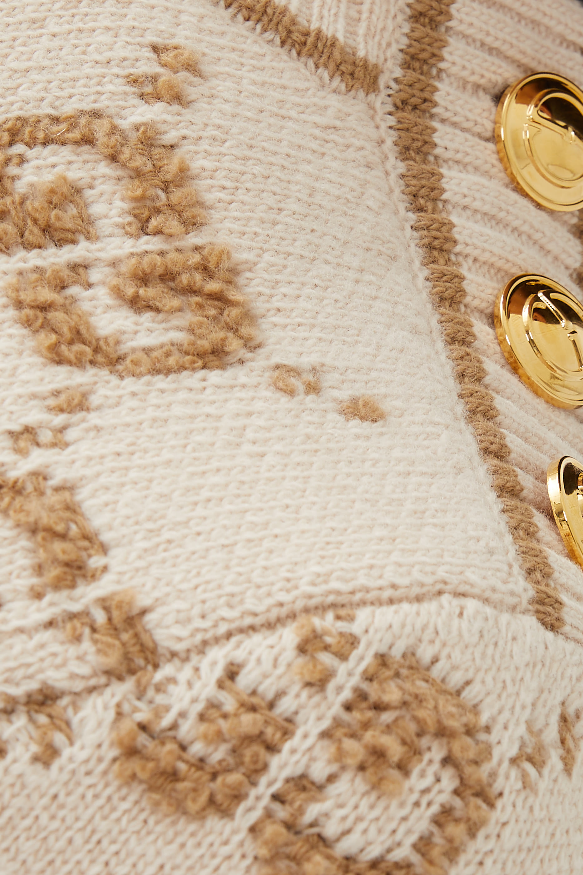 فستان جاكار بنقشة حرفي شعار الماركة صوف بوكليه