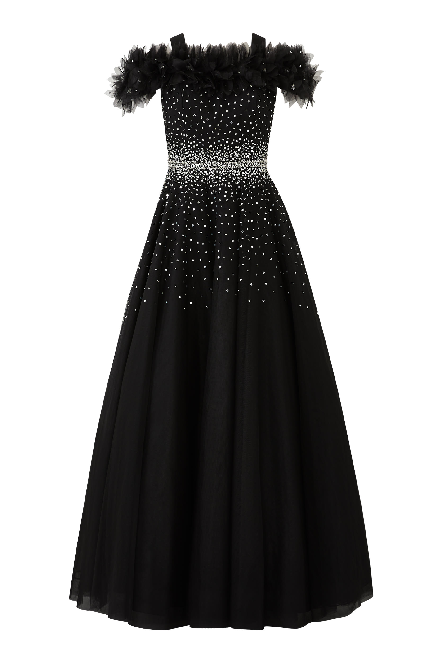 فستان سهرة بأكتاف مكشوفة