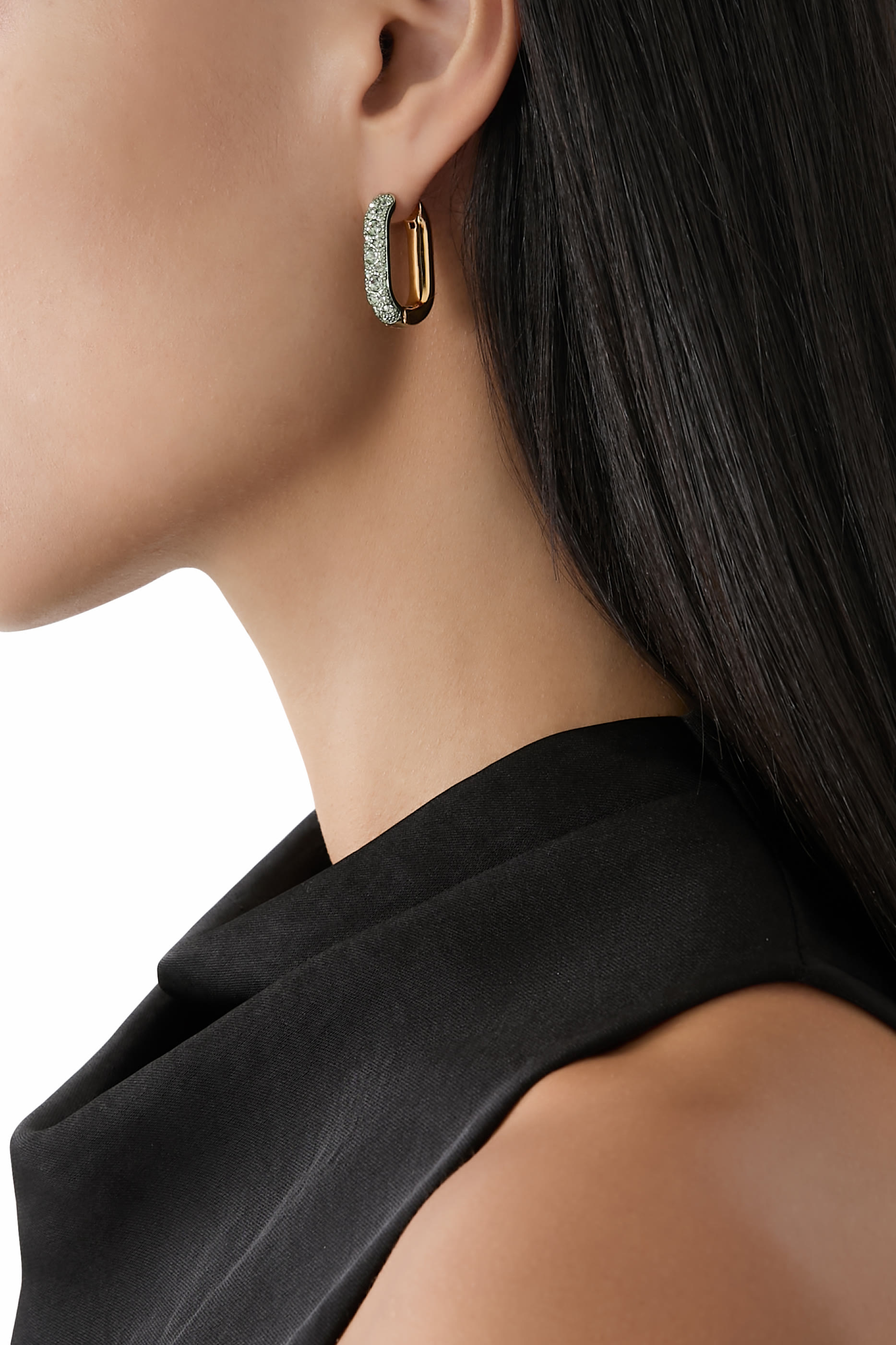 أقراط دائرية بأحجار بافيه، معدن