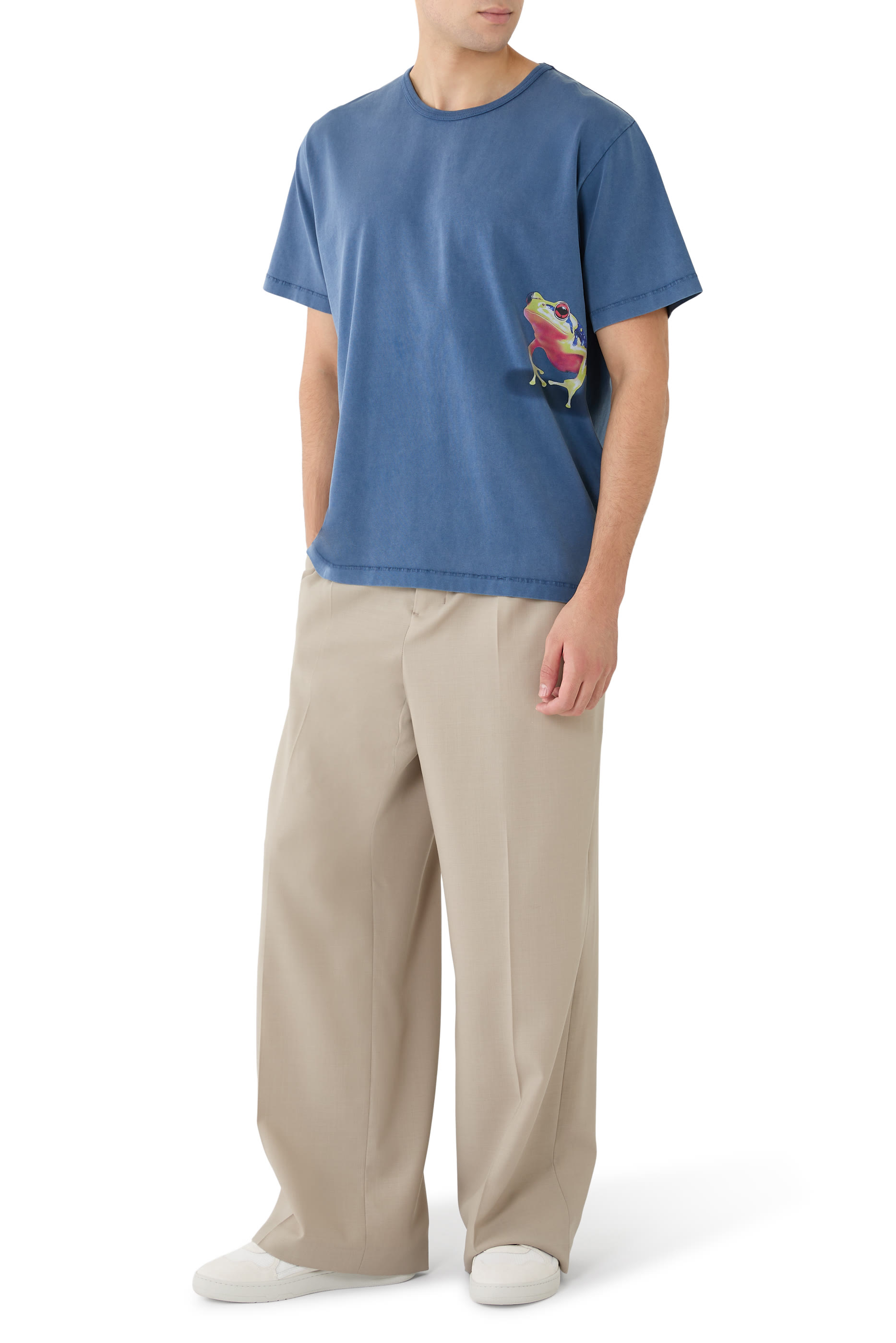 تيشيرت بطبعة ضفدع يتلصص