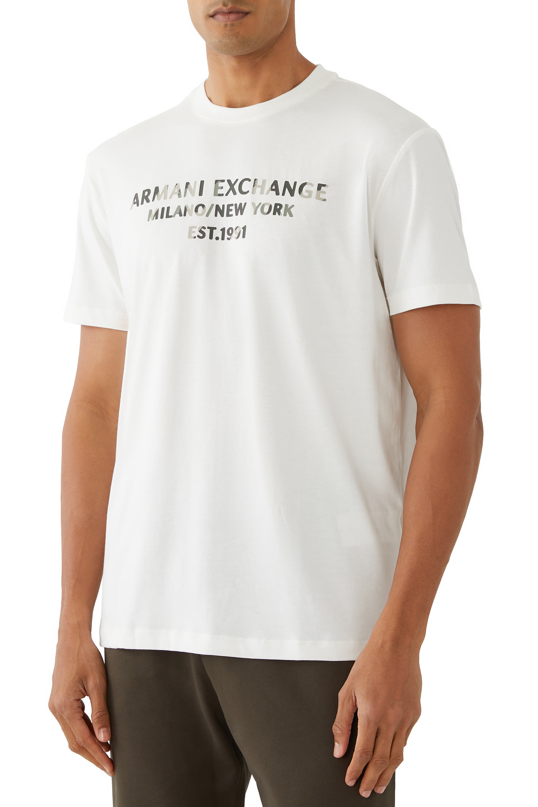 تيشيرت ايه اس في بشعار الماركة بتصميم مموه قطن