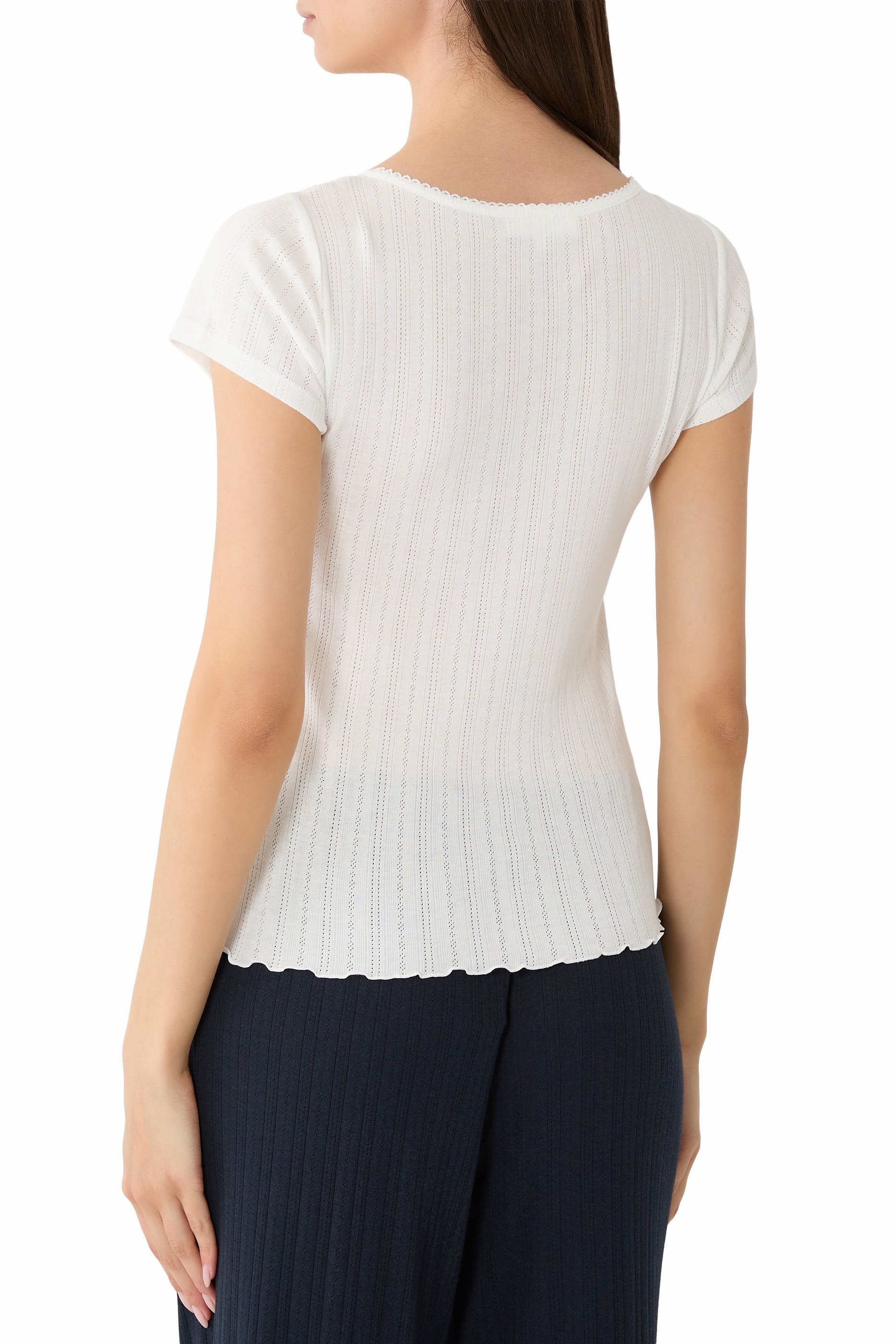 طقم بيجامة بوانتيل بياقة بحواف صدفية