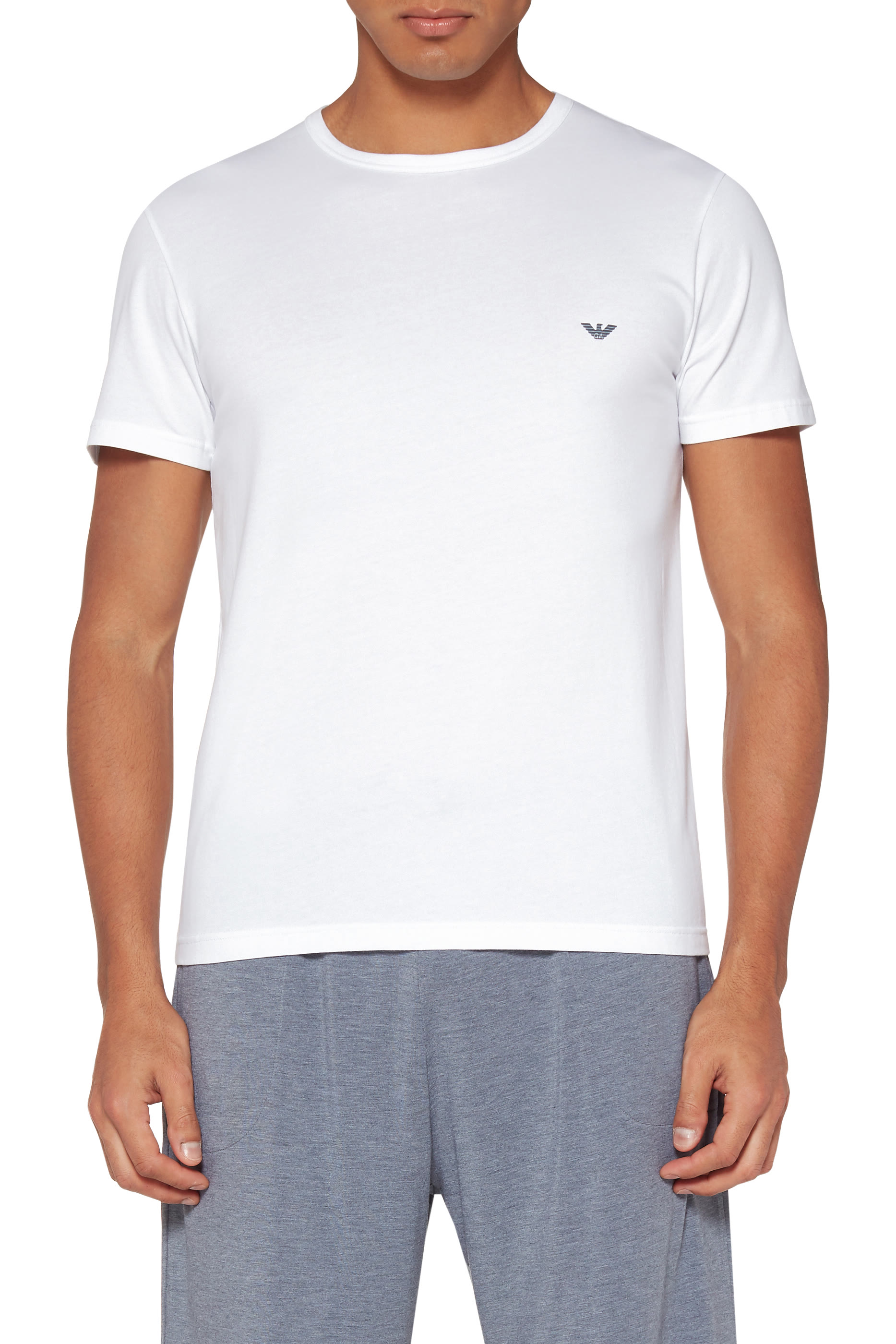 طقم تي شيرت بتطريز شعار الماركة، قطعتان