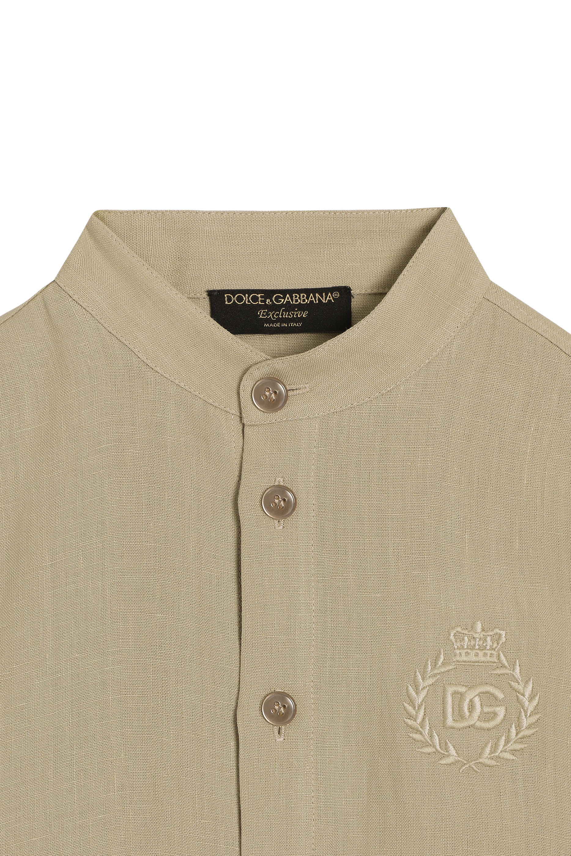 قميص بتطريز شعار الماركة كتان للأطفال