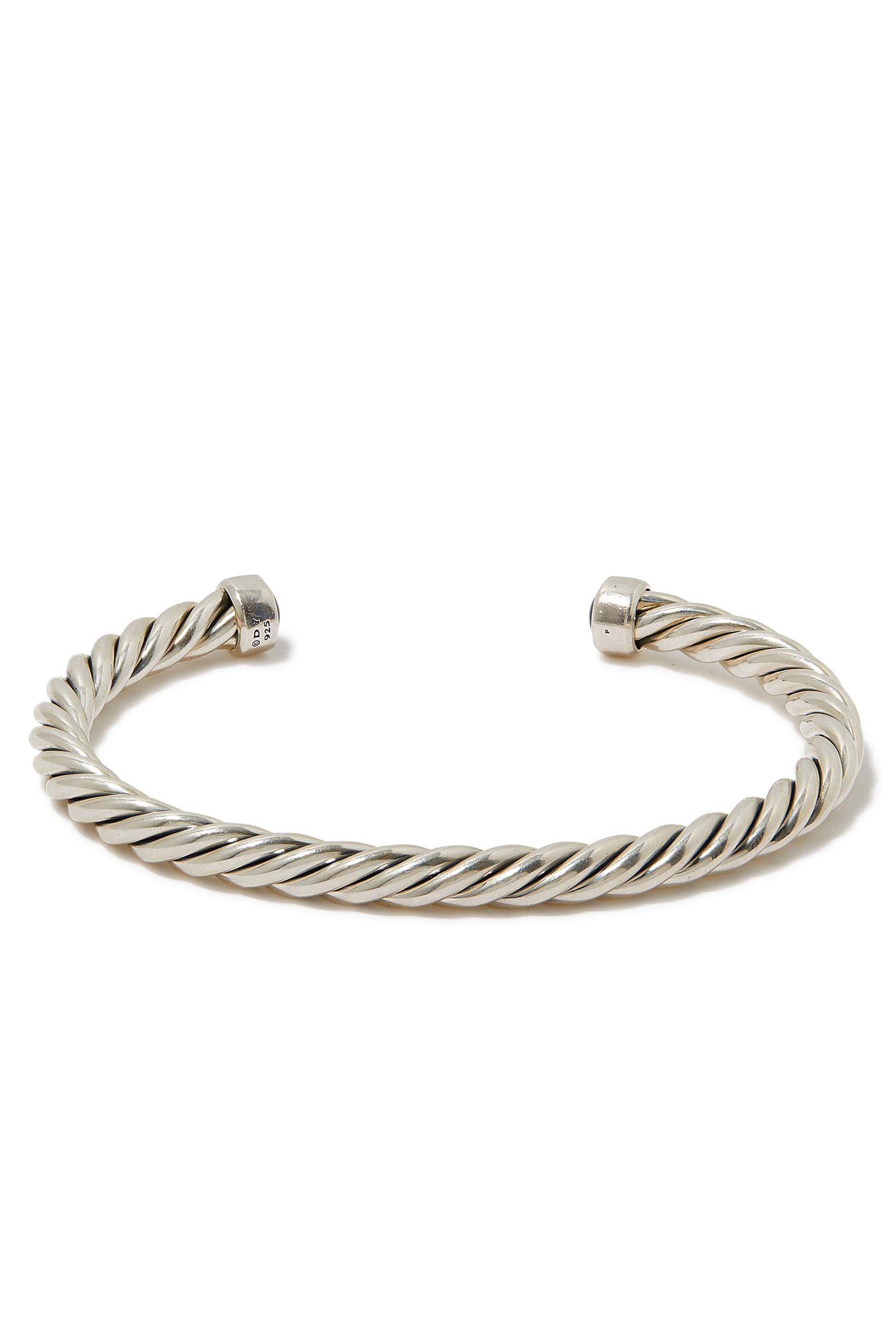 سوار كابل كلاسيك مرصع بعقيق أسود فضة إسترلينية