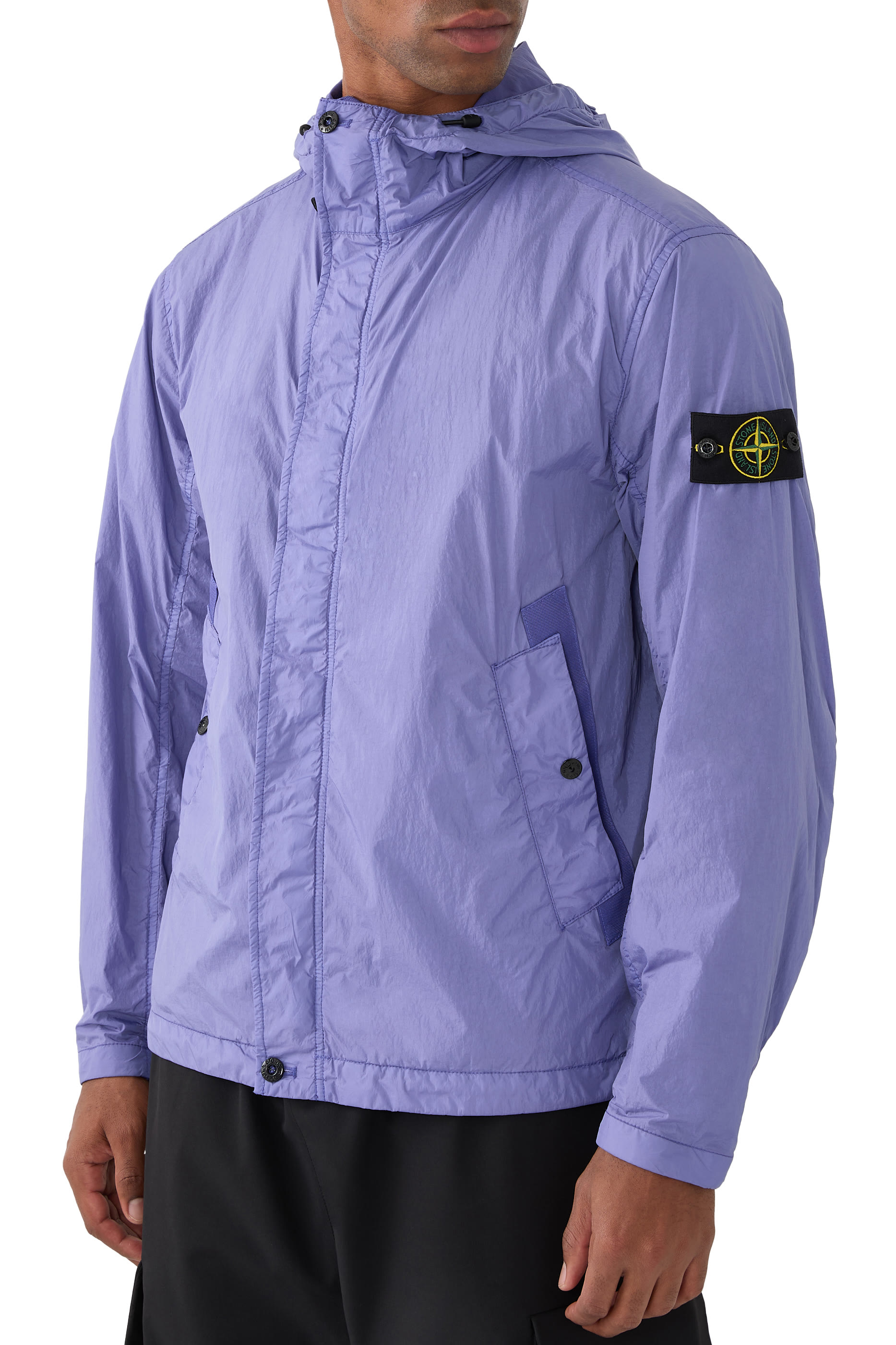 جاكيت بغطاء للرأس قماش مقاوم للماء والرياح