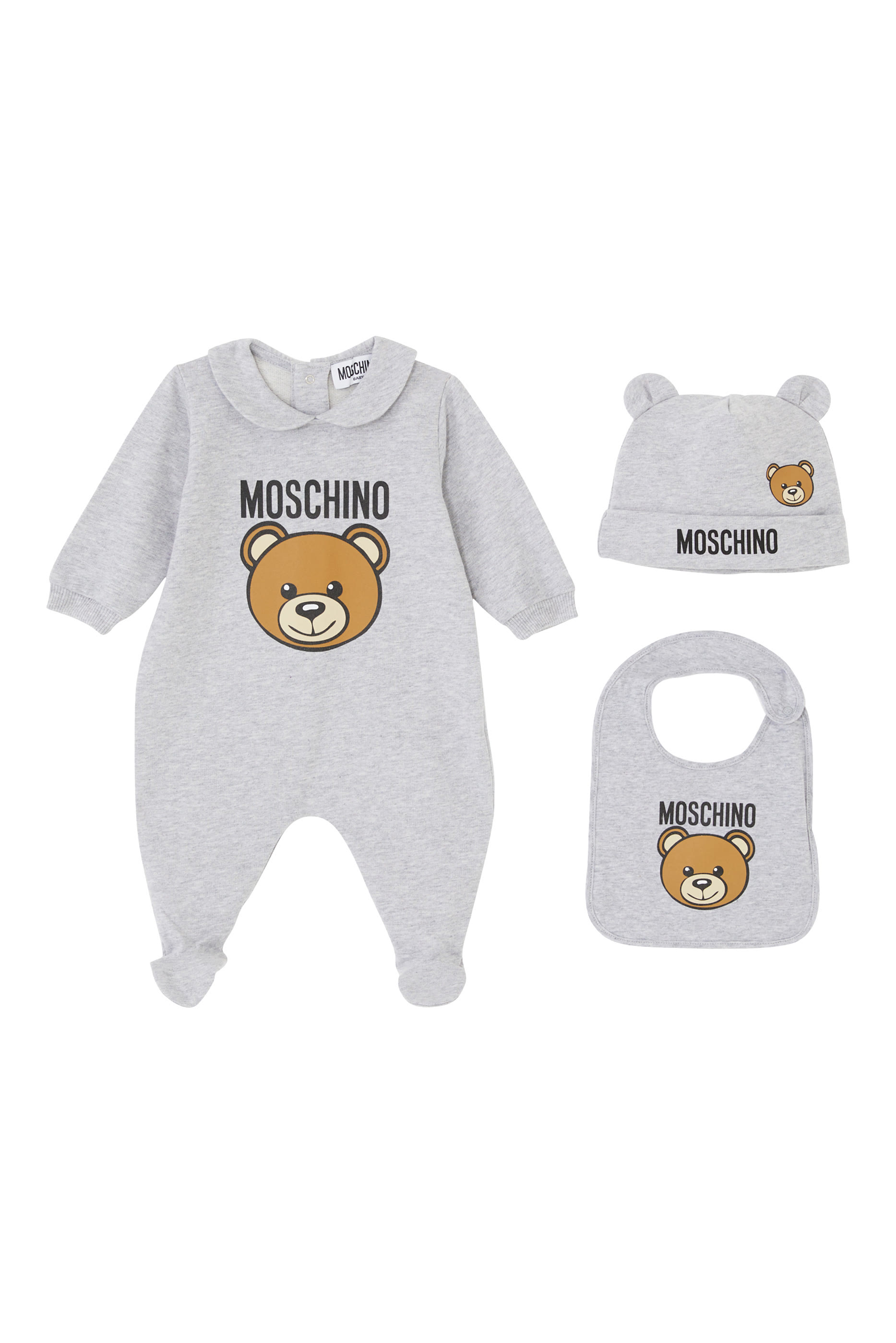 طقم بدلة قطن للأطفال بطبعة دب، 3 قطع