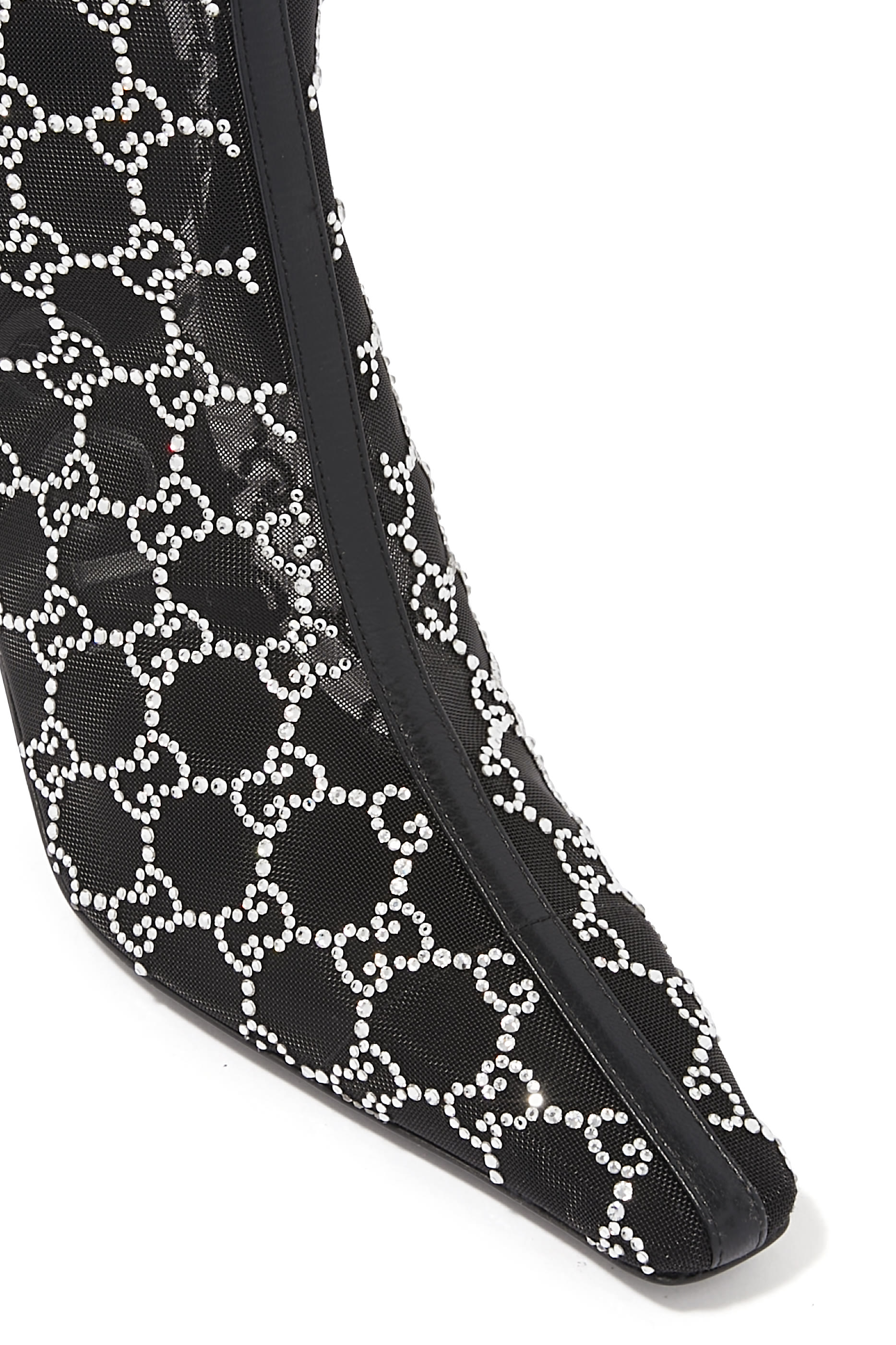 بوت 75 بحرفي شعار الماركة المرصعين بالكريستال قماش شبكي