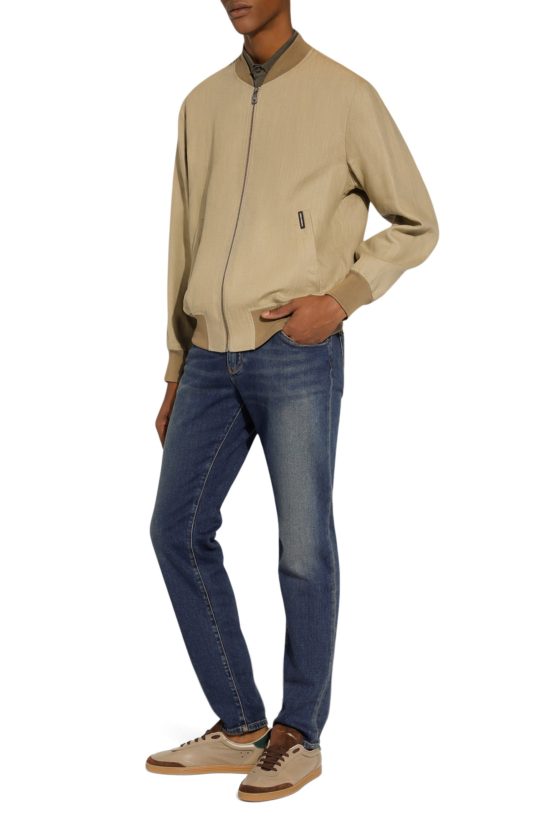 جاكيت بومبر غير مبطن كتان