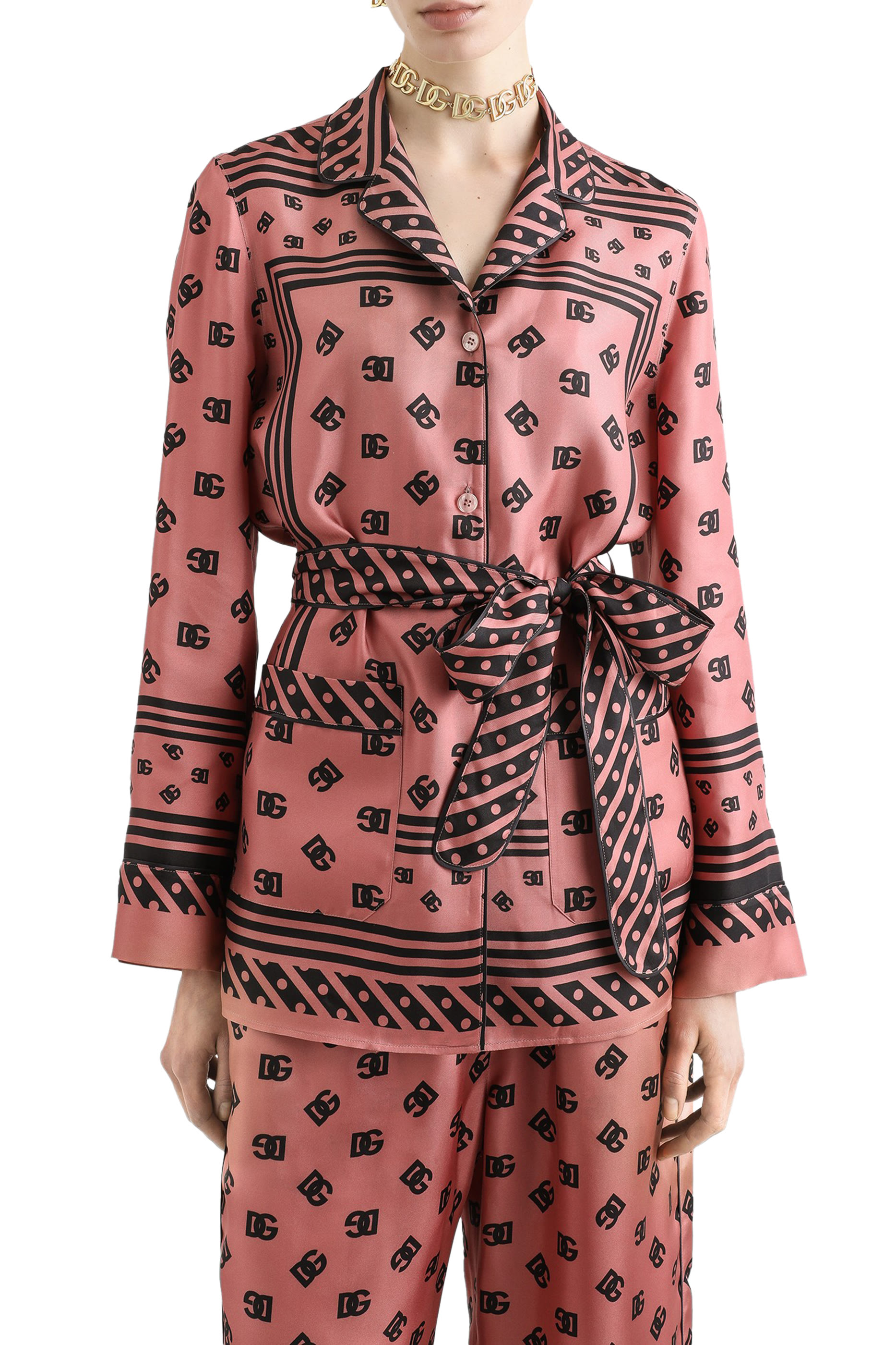 قميص بنقشة حرفي شعار الماركة بالكامل